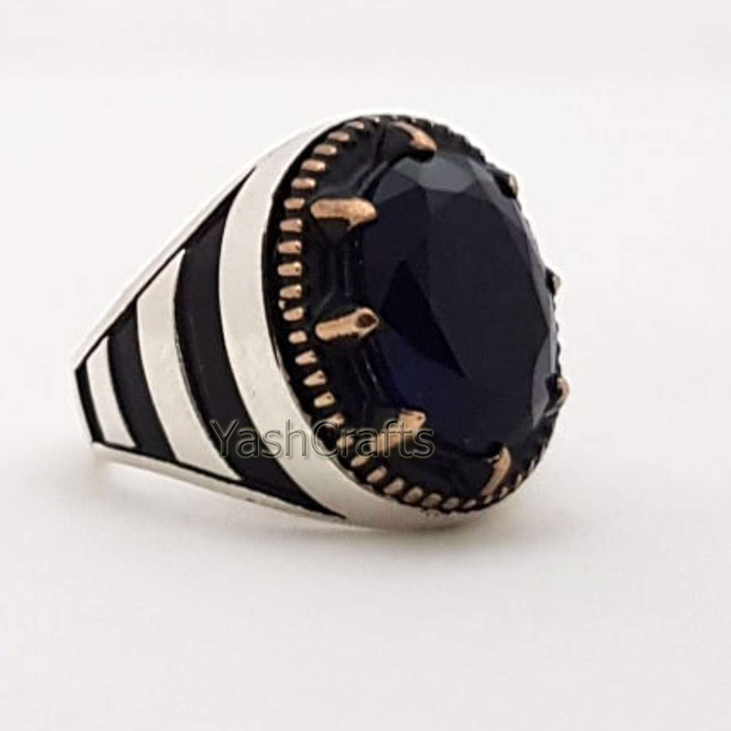 Blue Sapphire Ring for Men - 925 Sterling Silver Hydro Gemstone Engagement, Wedding & Anniversary Ring - Elegant Gift for Him - Perfect for Proposals, Weddings & Special Occasions