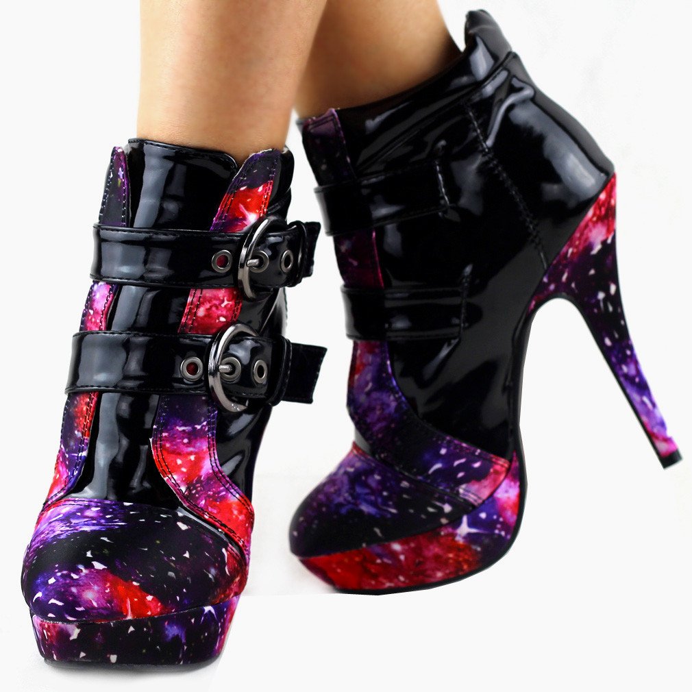 SHOW STORY Punk Buckle Night Sky High Heel Stiletto Platform Ankle Boots Women LF30301 | Gothic Fashion, Night Out & Party Shoes for Women