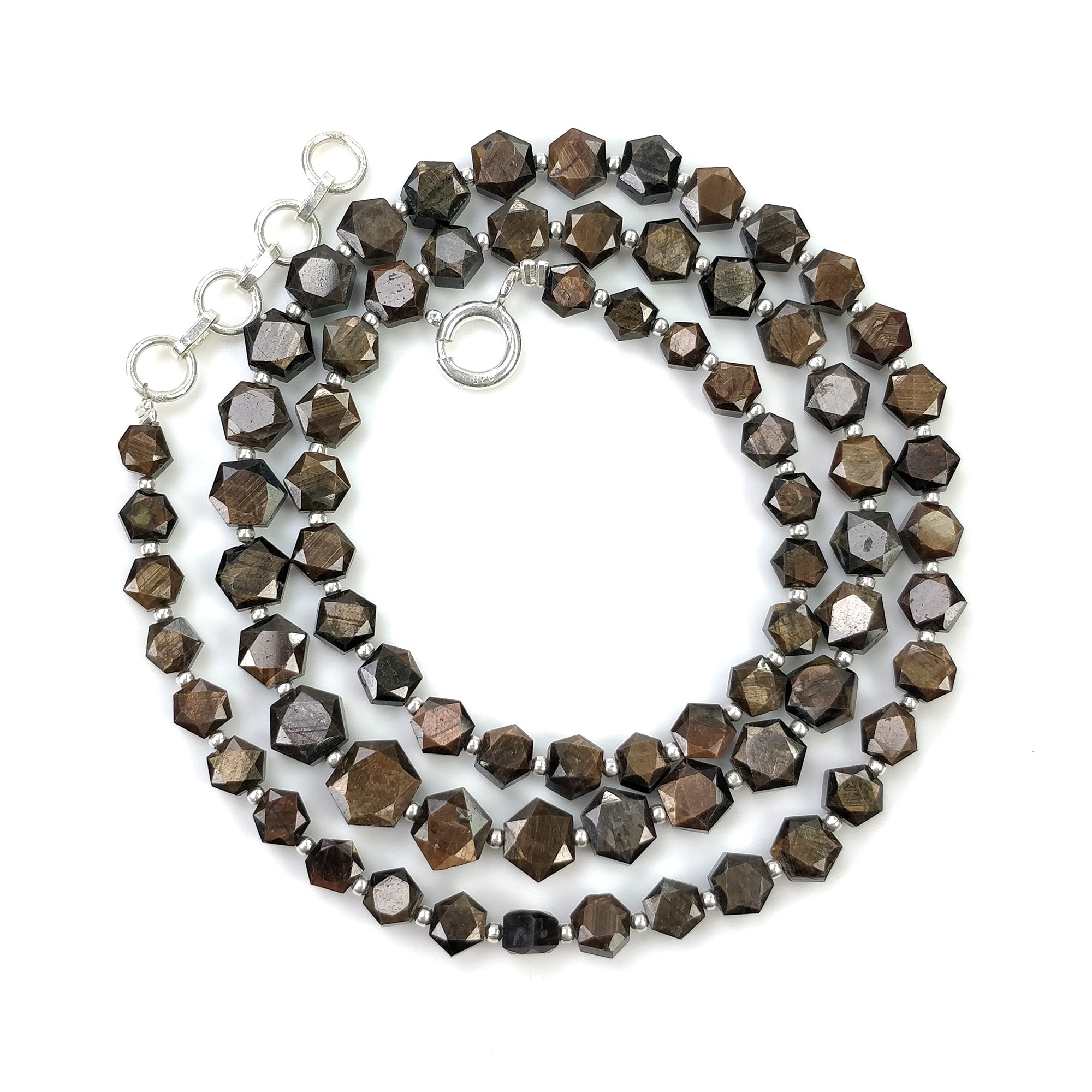 Golden Brown Chocolate Sapphire Gemstone Necklace - 20.50g Natural Hexagon Faceted Sapphire Pendant (5mm-8mm) | Elegant Jewelry for Women, Perfect Gift for Birthday, Anniversary & Special Occasions