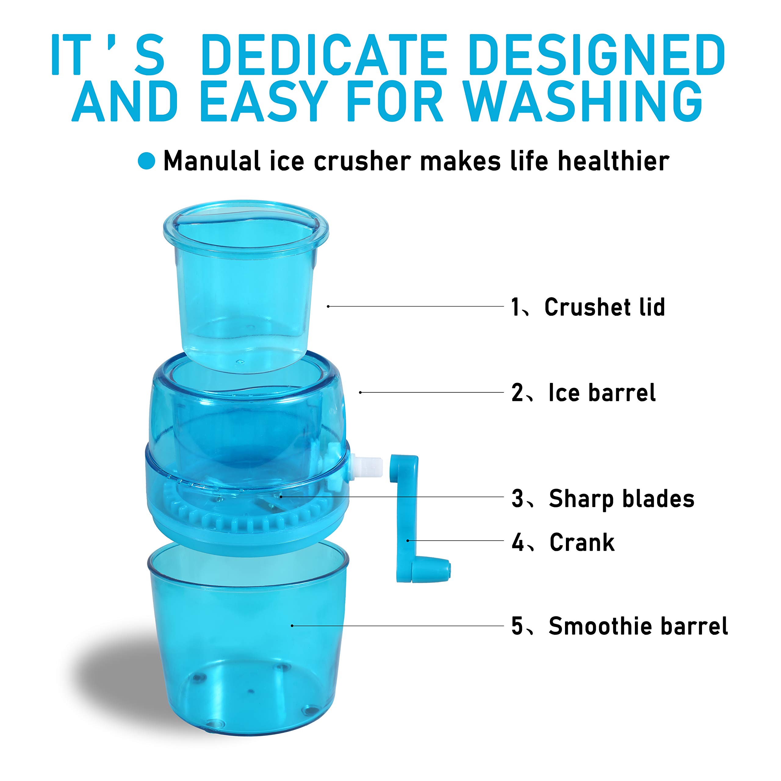 Premium Manual Ice Shaver & Snow Cone Maker - Portable BPA Free Shaved Ice Machine with Ice Cube Trays for Home, Parties & Summer Treats