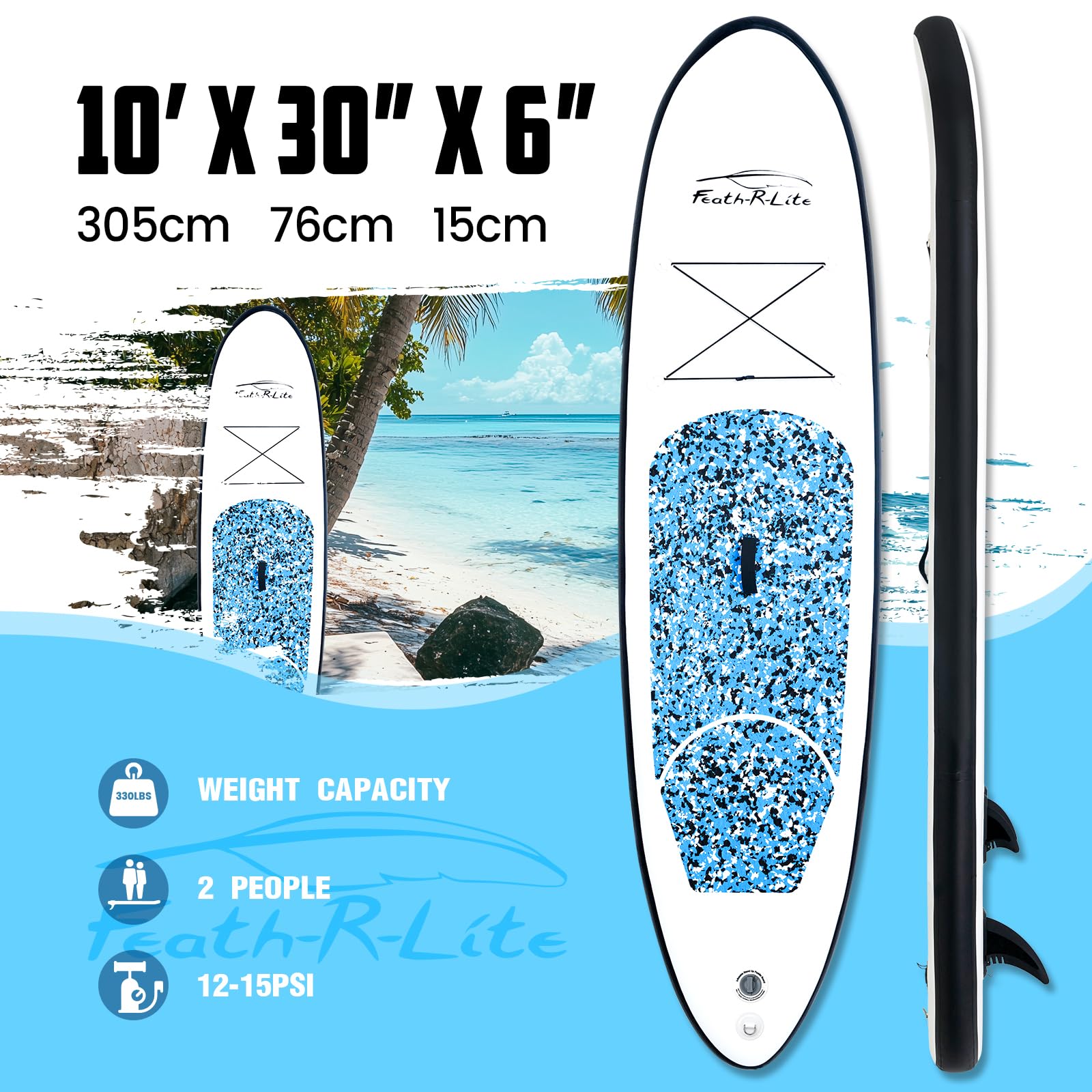 FEATH-R-LITE Inflatable Ultra-Light 10'×30''/10'6''×33'' Stand Up Paddle Board for All Skill Levels | Premium SUP Paddleboard Accessories Included | Non-Slip Comfort Deck for Youth & Adults | Perfect for Yoga, Fishing & Family Fun on Lakes, Rivers & Oceans