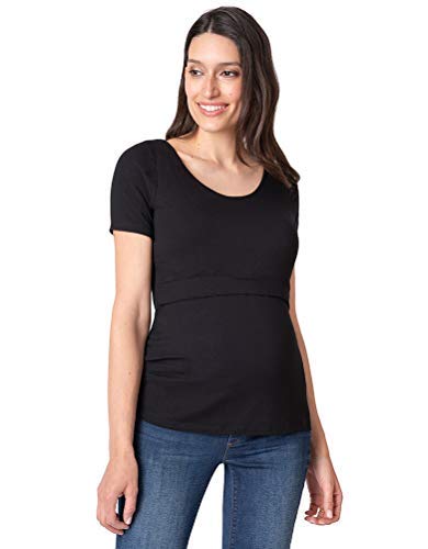 Seraphine Women's Maternity Nursing Tops - 2 Pack Long Sleeve Shirts for Pregnancy & Breastfeeding | Black & White Comfy Shirts for Work, Casual Wear & Motherhood Photos
