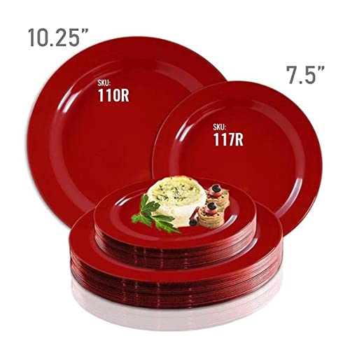 Red Combo Plate Set for 120 Guests - Elegant Dinnerware for Weddings, Parties & Catering Events