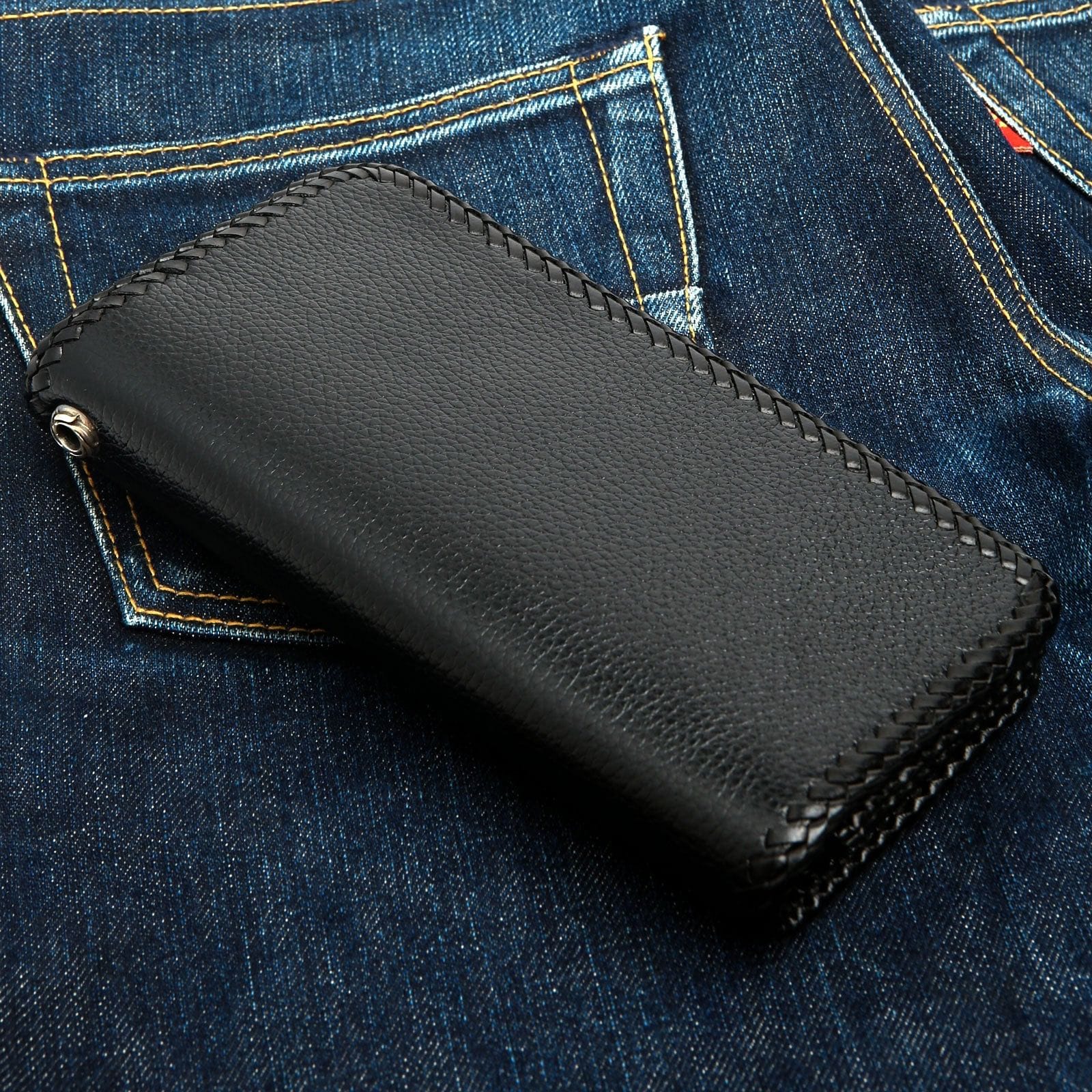 Genuine Black Leather Bifold Biker Wallet for Men - RFID Blocking, Multiple Card Slots & ID Window - Perfect for Motorcycle Riders, Travel & Everyday Use
