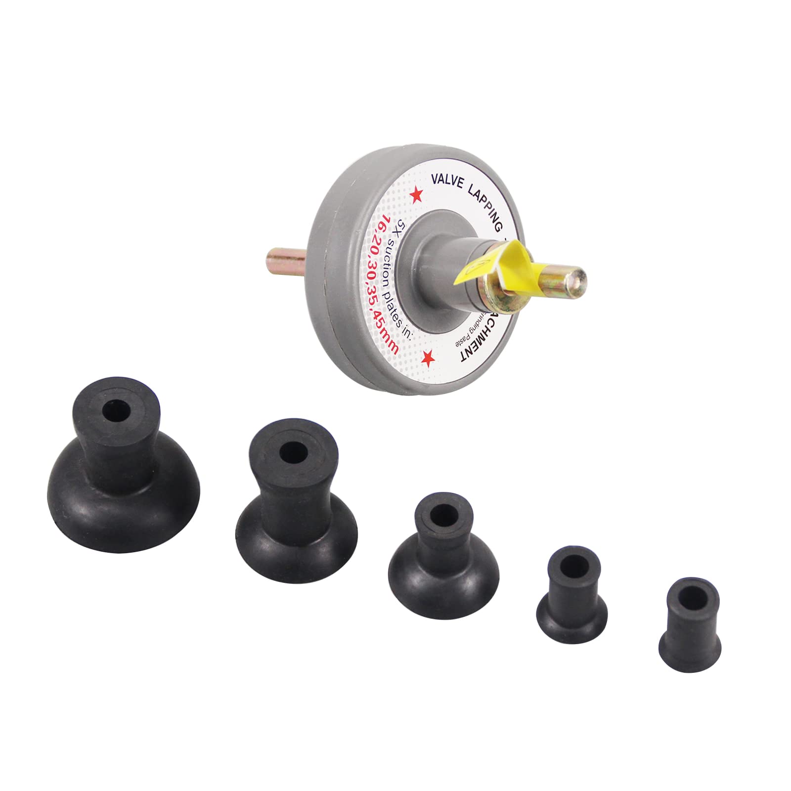 Valve Lapping Tool Kit for Engine Repair - 5 Suction Cup Drill Attachment Set with Grinding Compound | Perfect for Automotive DIY, Motorcycle & Small Engine Valve Maintenance
