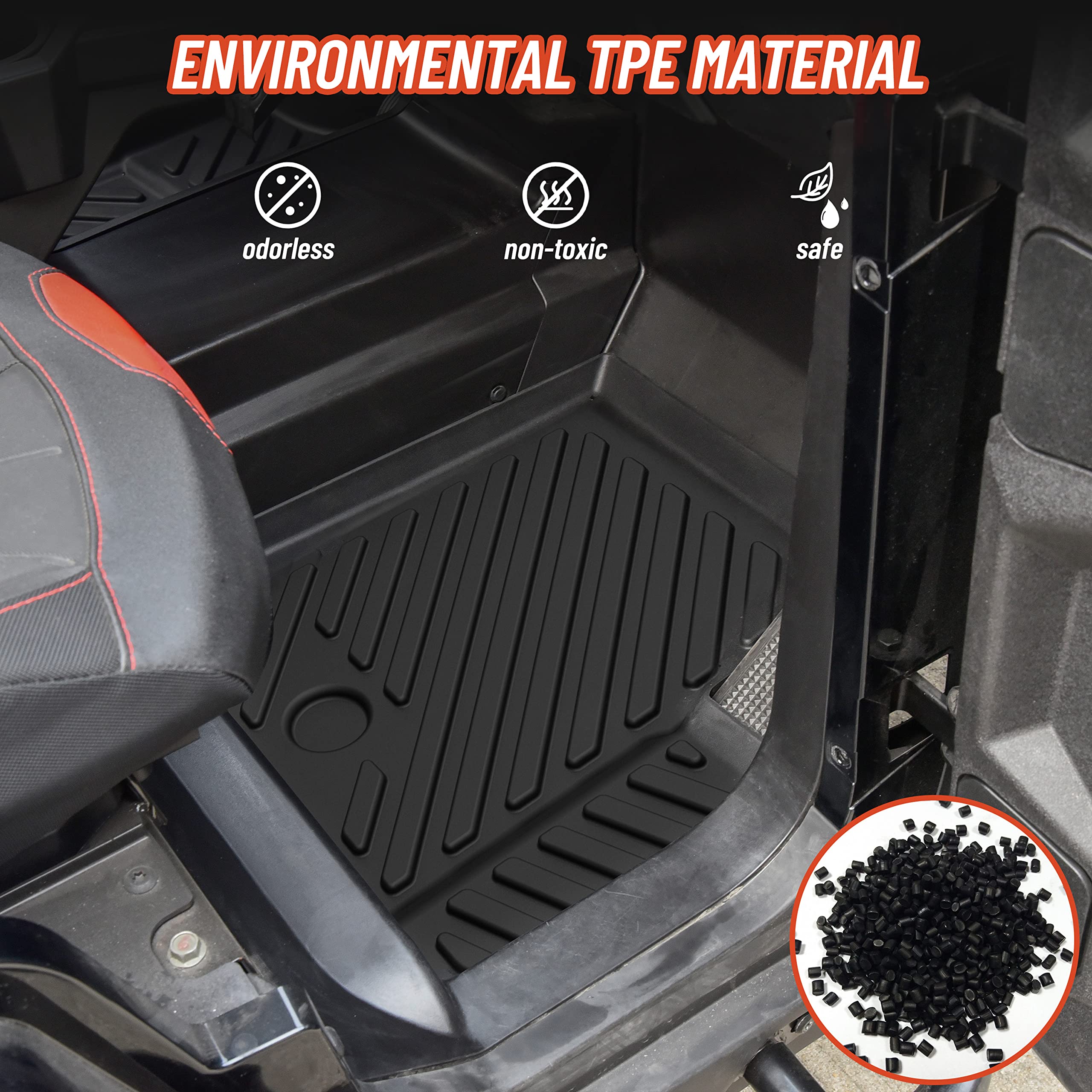 Premium TPE Anti-Slip Floor Mats for Polaris General 1000/XP 1000 (2016-2024) | All-Weather Protection Front Row Floor Liners | Durable Slush Mats for UTV Accessories | Perfect for Off-Roading, Hunting & Muddy Terrains