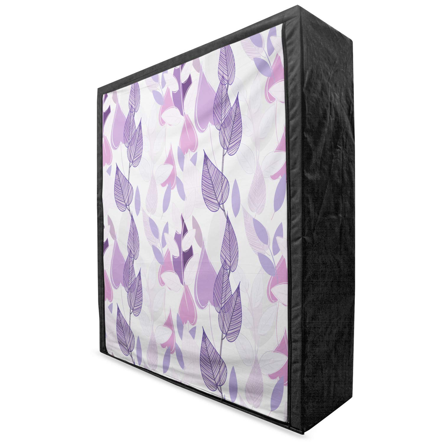 Ambesonne Floral Portable Fabric Wardrobe - Vintage Purple Leaf Pattern Clothing Organizer with Shelves, 59