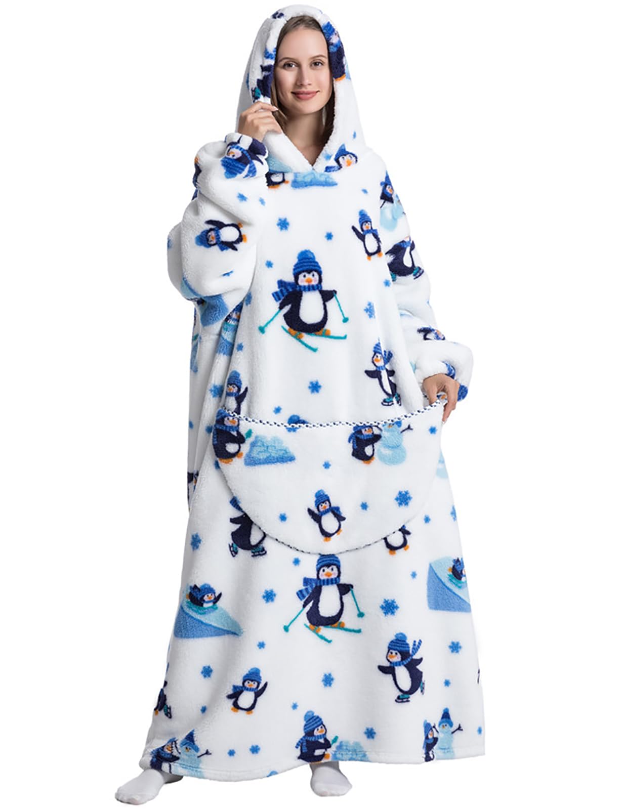 Oversized Blanket Hoodie for Adults - Soft Fleece Wearable Hooded Blanket with Giant Pocket, Long Sleeves - Warm & Comfortable Snuggle Sweatshirt - Perfect for Lounging, Netflix Nights & Cold Weather