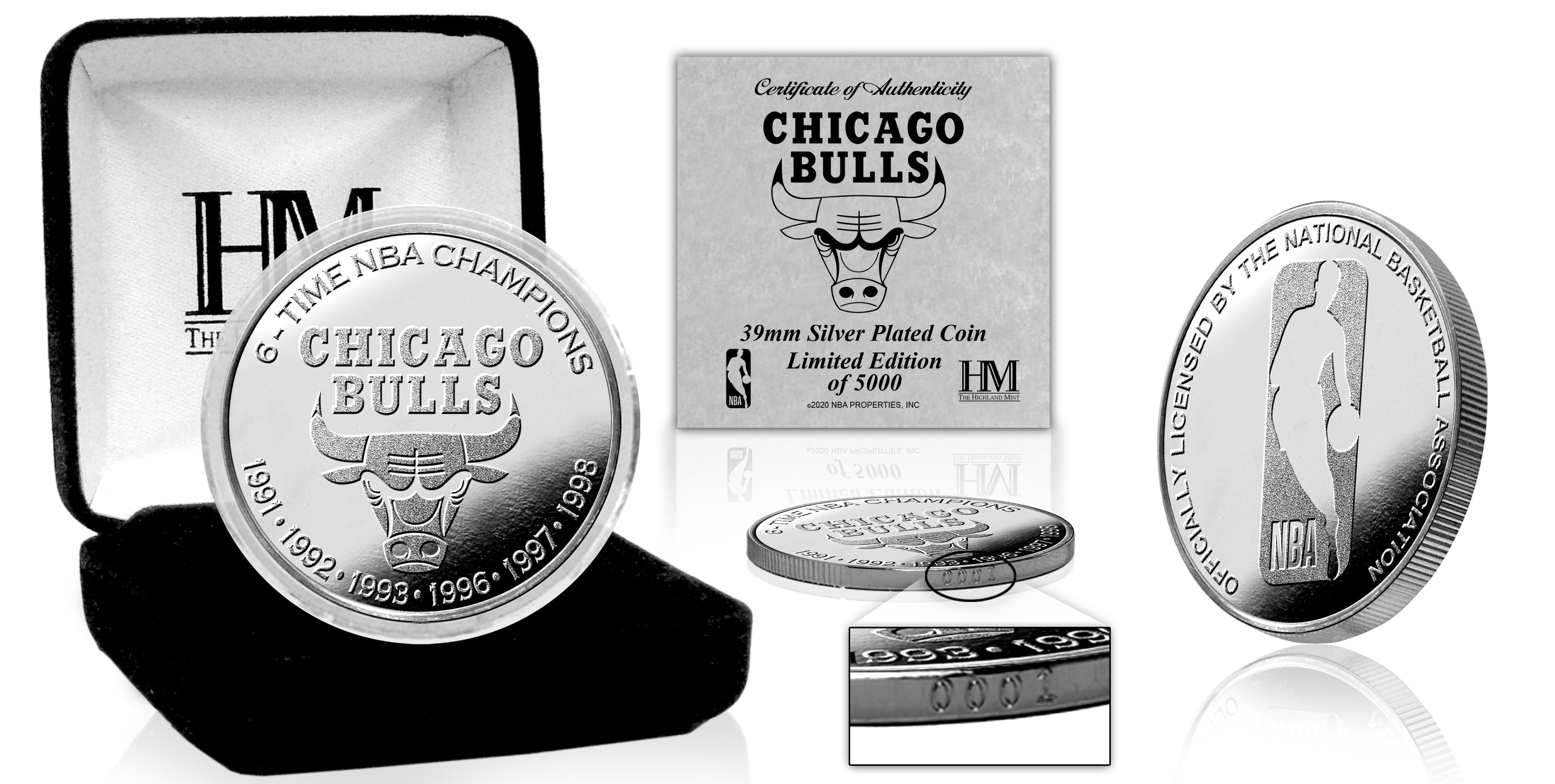 Chicago Bulls 6-Time NBA Champions Commemorative Silver Coin - Perfect for Sports Fans, Collectors & Gift Giving