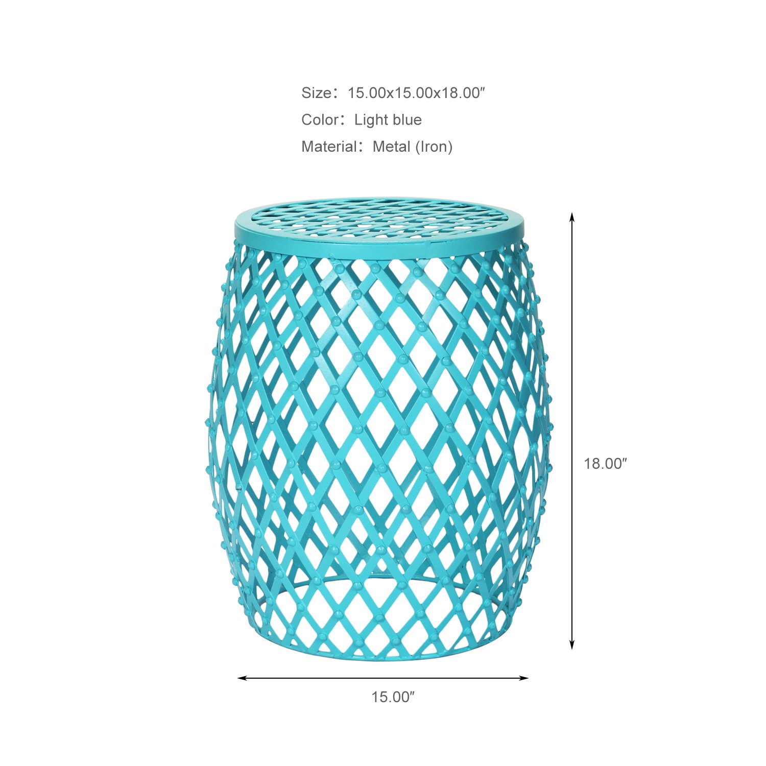 Joveco Round End Table - Metal Side Table, Coffee Table & Nightstand for Living Room, Bedroom & Office - Light Blue - Perfect for Plants, Lamps & Decor