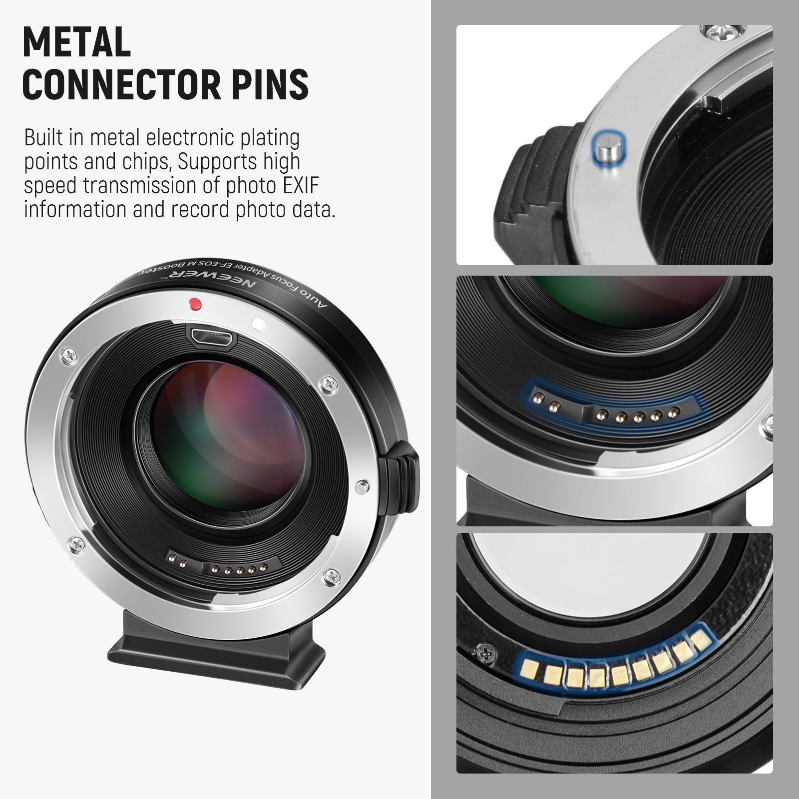 NEEWER EOS EF-M Lens Adapter for Canon EF to EOS M Mount - Compatible with Canon EOS M3/M5/M6/M10/M50/M100 Cameras - Perfect for Photography & Videography