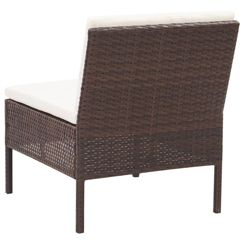 vidaXL 3-Piece Brown Poly Rattan Outdoor Patio Lounge Set with Weather-Resistant PE Material & Comfortable Cushions - Perfect for Garden, Poolside, and Backyard Relaxation