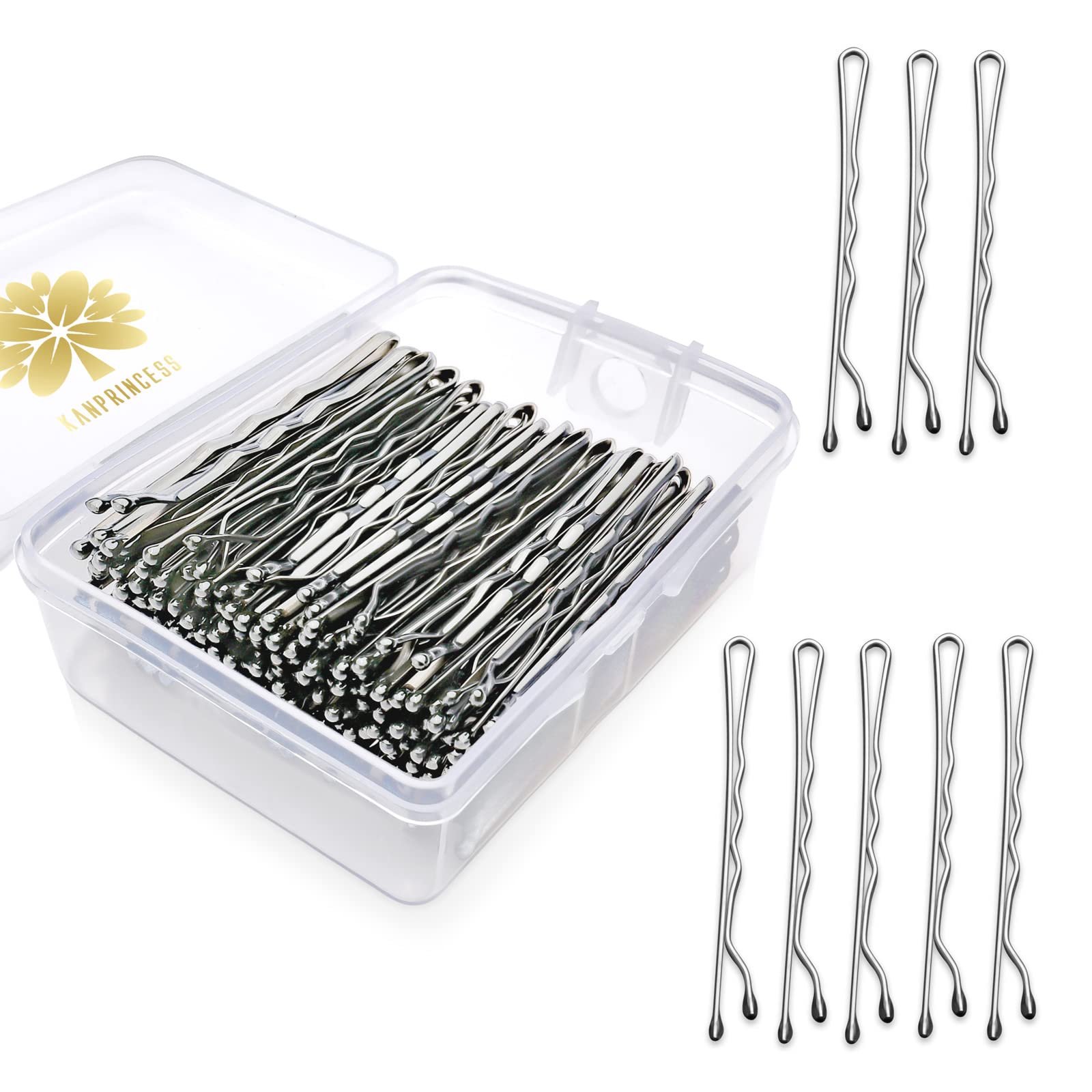 100PCS 2-Inch Silver Bobby Pins & Hair Clips for Women - Strong Hold Hair Accessories Kit with Clear Storage Box - Perfect for Daily Styling, Updos, and Salon Use