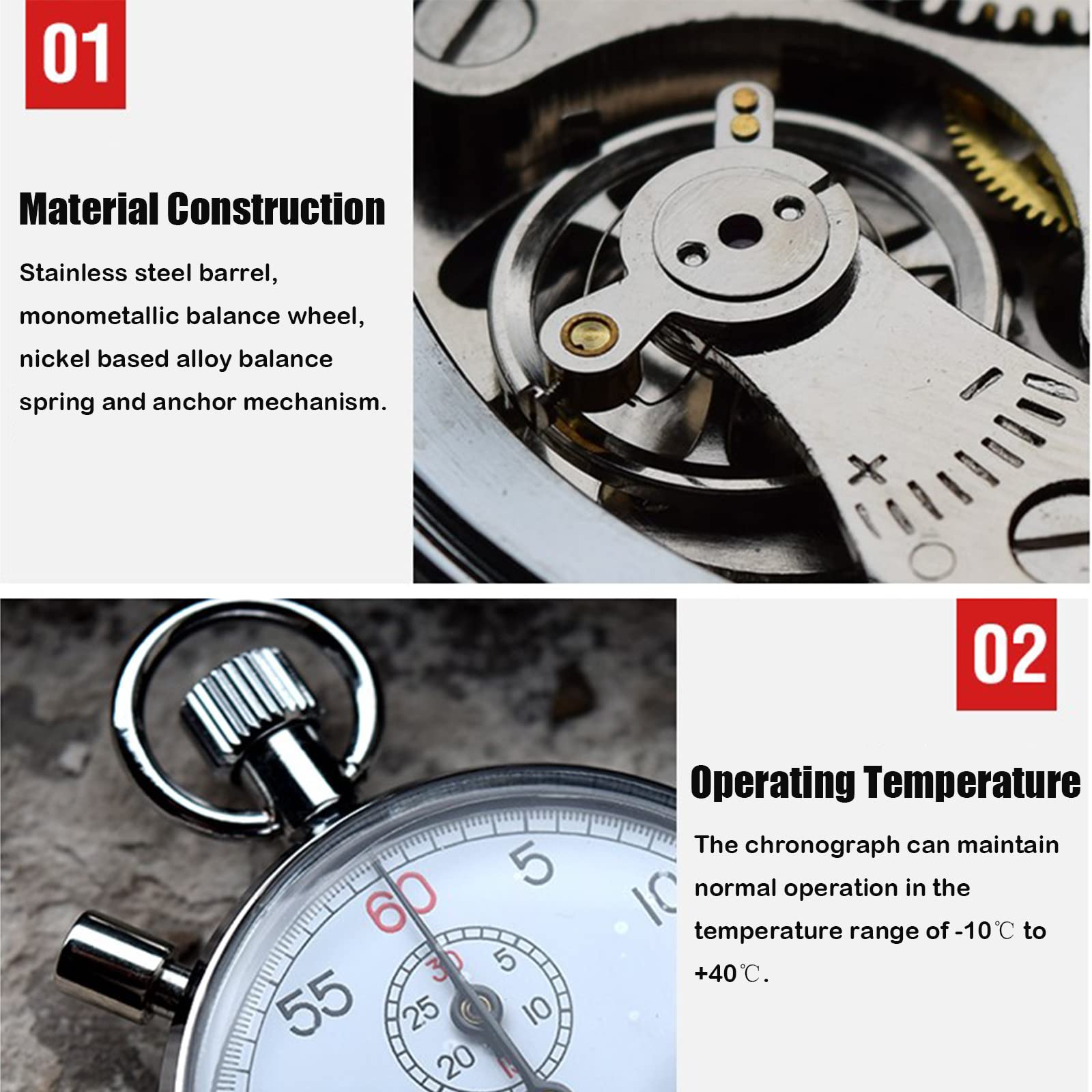Professional Stainless Steel Mechanical Stopwatch - Sports Chronograph Running Timer with Storage Box | Accurate Handheld Stopwatch for Track & Field, Swimming, Coaching & Sports Refereeing