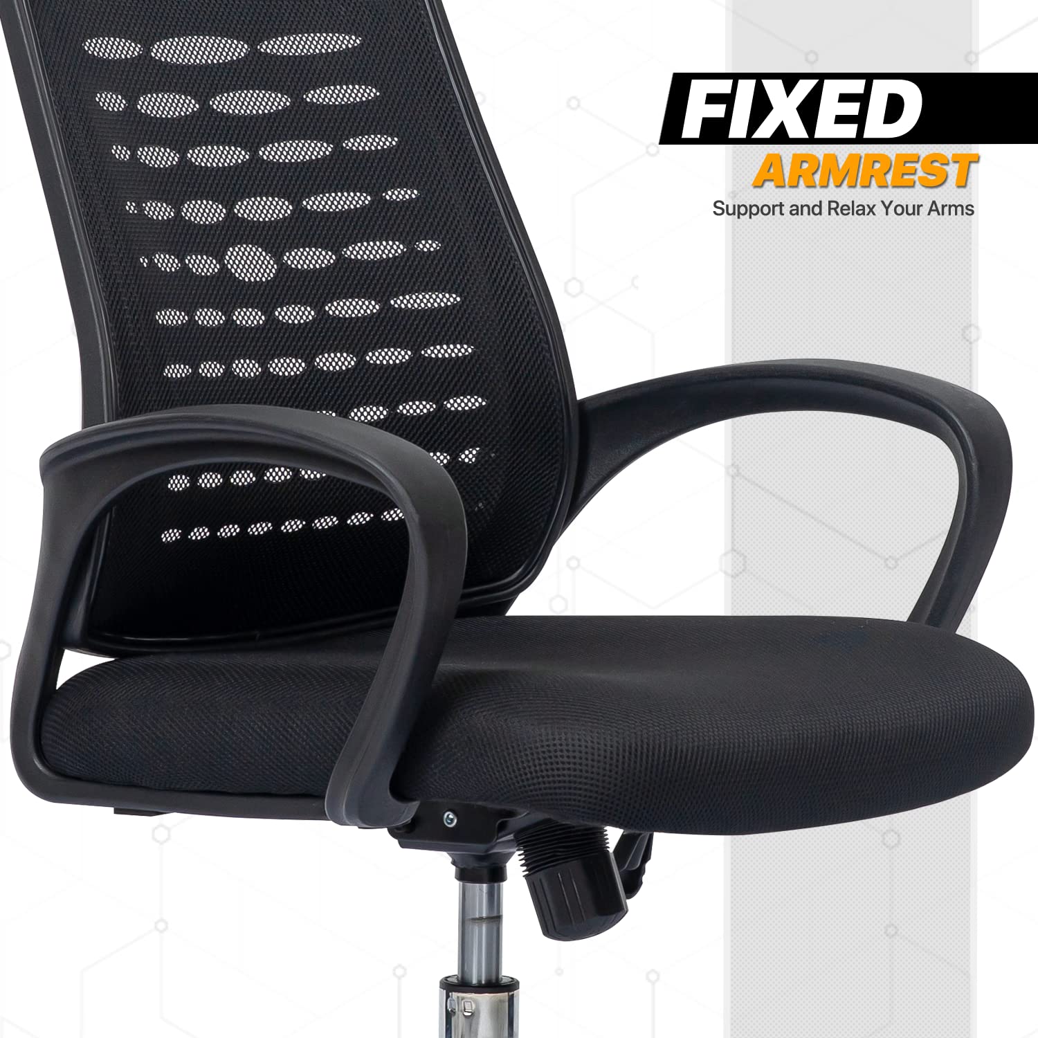 Premium Black Mesh Office Chair with Adjustable Headrest & Armrests - Ergonomic Computer Task Chair with Rectangular Desk Mat for Carpet - Perfect for Home Office, Gaming & Workspaces