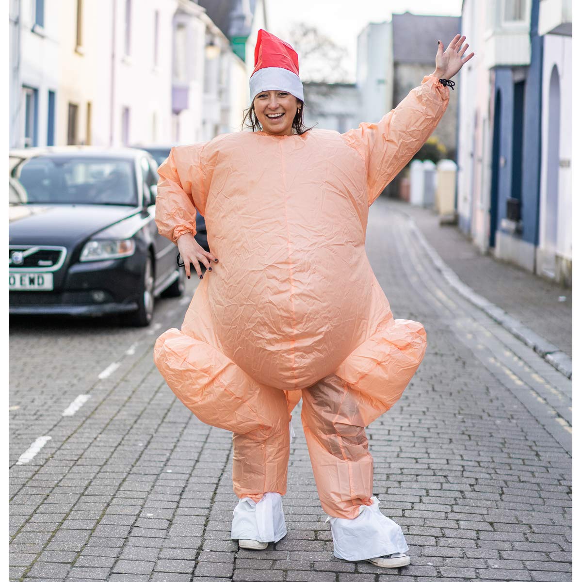 **Funny Christmas Thanksgiving Turkey Inflatable Costume for Adults - One Size Fits Most - Perfect for Holiday Parties, Parades & Festive Events**