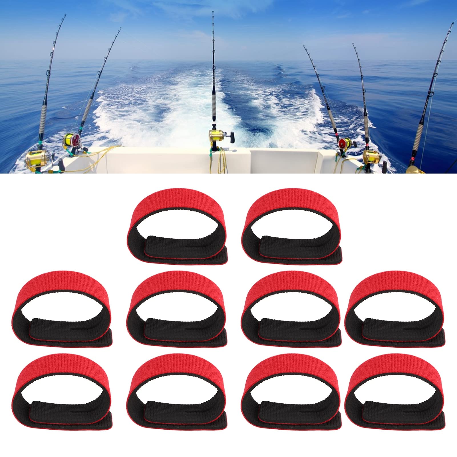 10pcs Stretchy Fishing Rod Straps - Adjustable Belt Holder for Bait Casting, Spinning & Fly Rods - Secure Tackle Ties for Fishing Gear - Perfect for Outdoor, Kayak & Boat Fishing Adventures