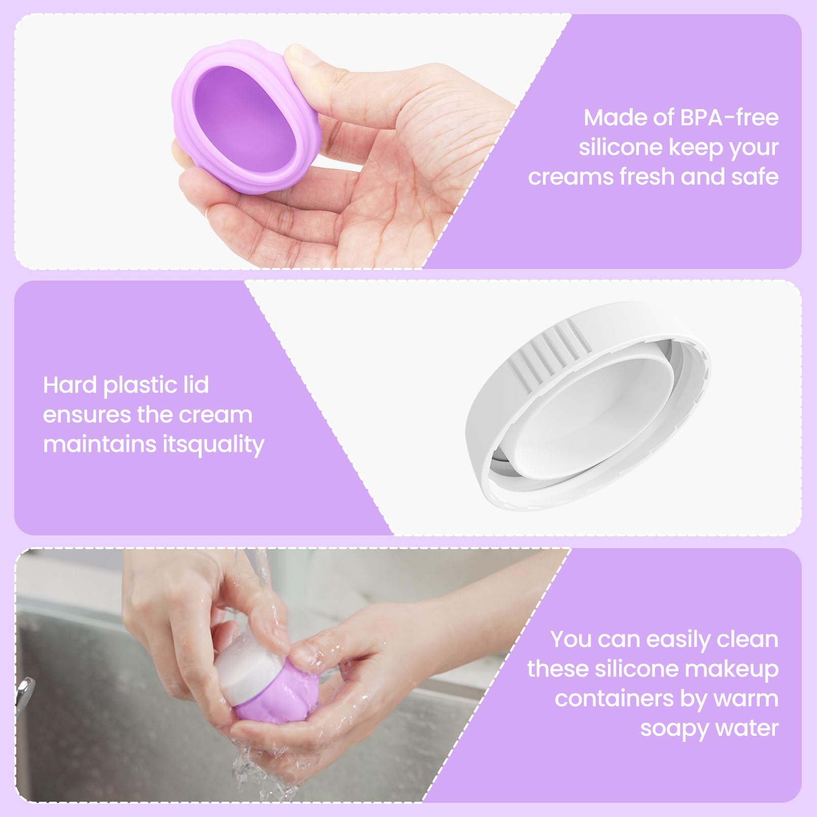 TSA Approved 1oz Leak Proof Silicone Travel Containers for Toiletries - Mini Travel Bottles with Lids for Creams & Lotions - Perfect for Air Travel, Gym Bag & Vacation Essentials