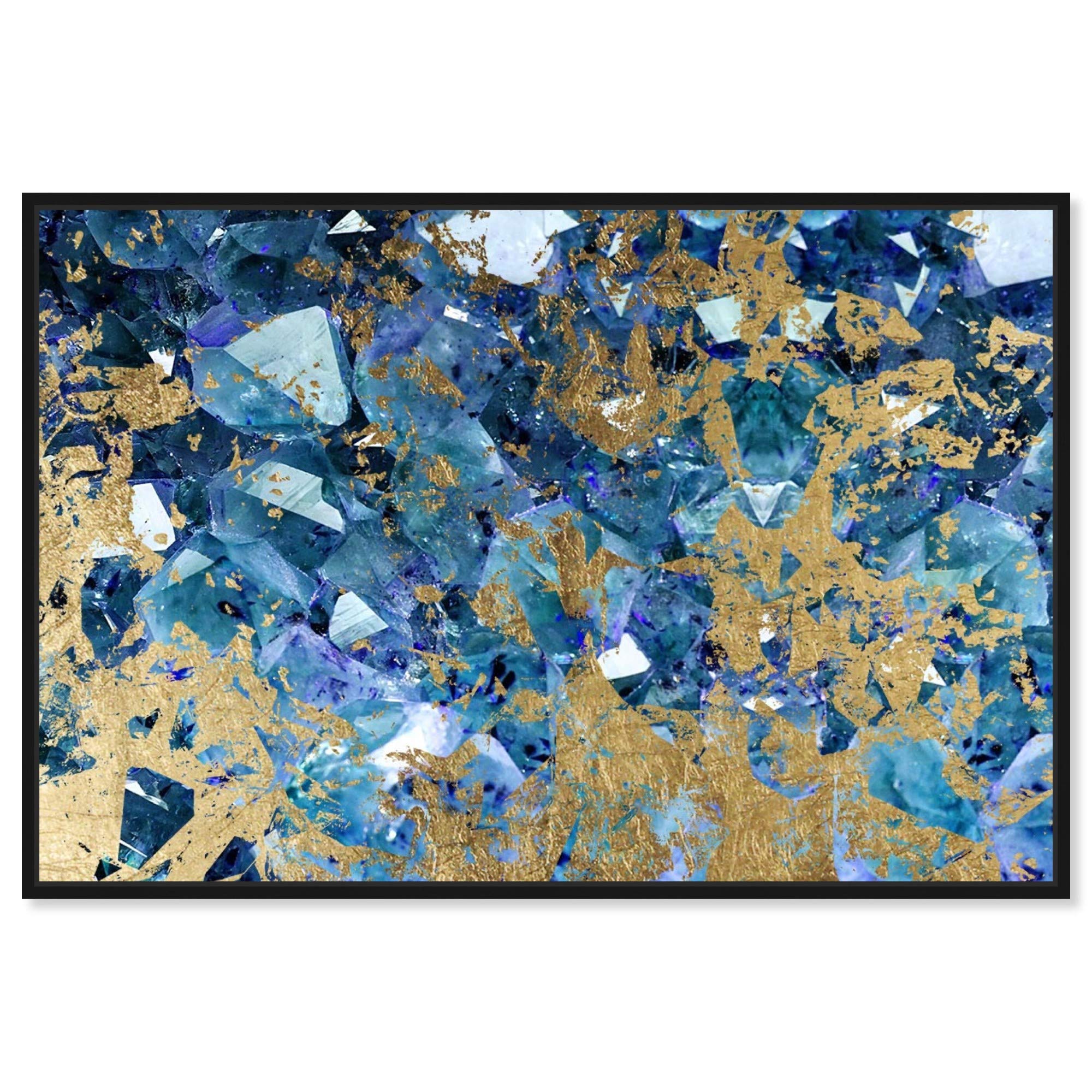 Oliver Gal Artist Co. 'Caicosglam' Abstract Crystal Wall Art - 15x10 Inch Black Framed Canvas Print | Modern Home & Office Decor for Living Room, Bedroom, or Gallery