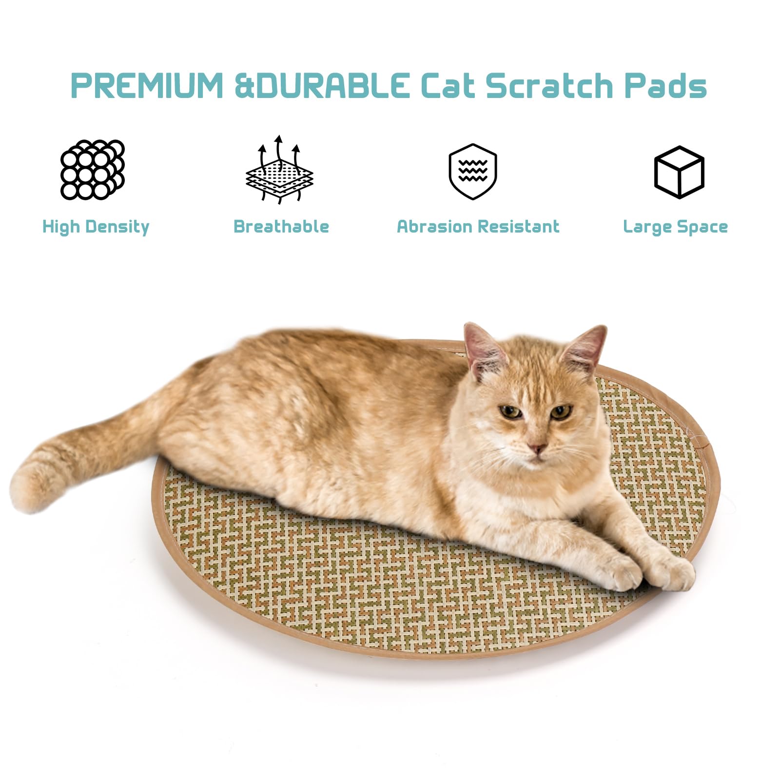Round Wicker Cat Bed for Indoor Cats - Cooling Donut Pet Nest with Scratching Pad, Washable Grey Cat Basket for Summer Sleeping | Perfect for Cozy Napping & Playtime