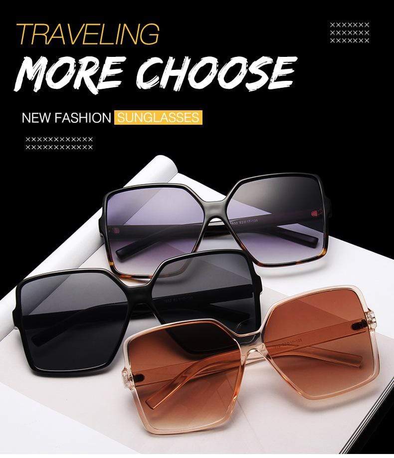 Big Square Oversized Sunglasses for Women - Black Designer Gradient Polarized UV Protection - Fashionable & Trendy Shades for Beach, Driving & Outdoor Activities