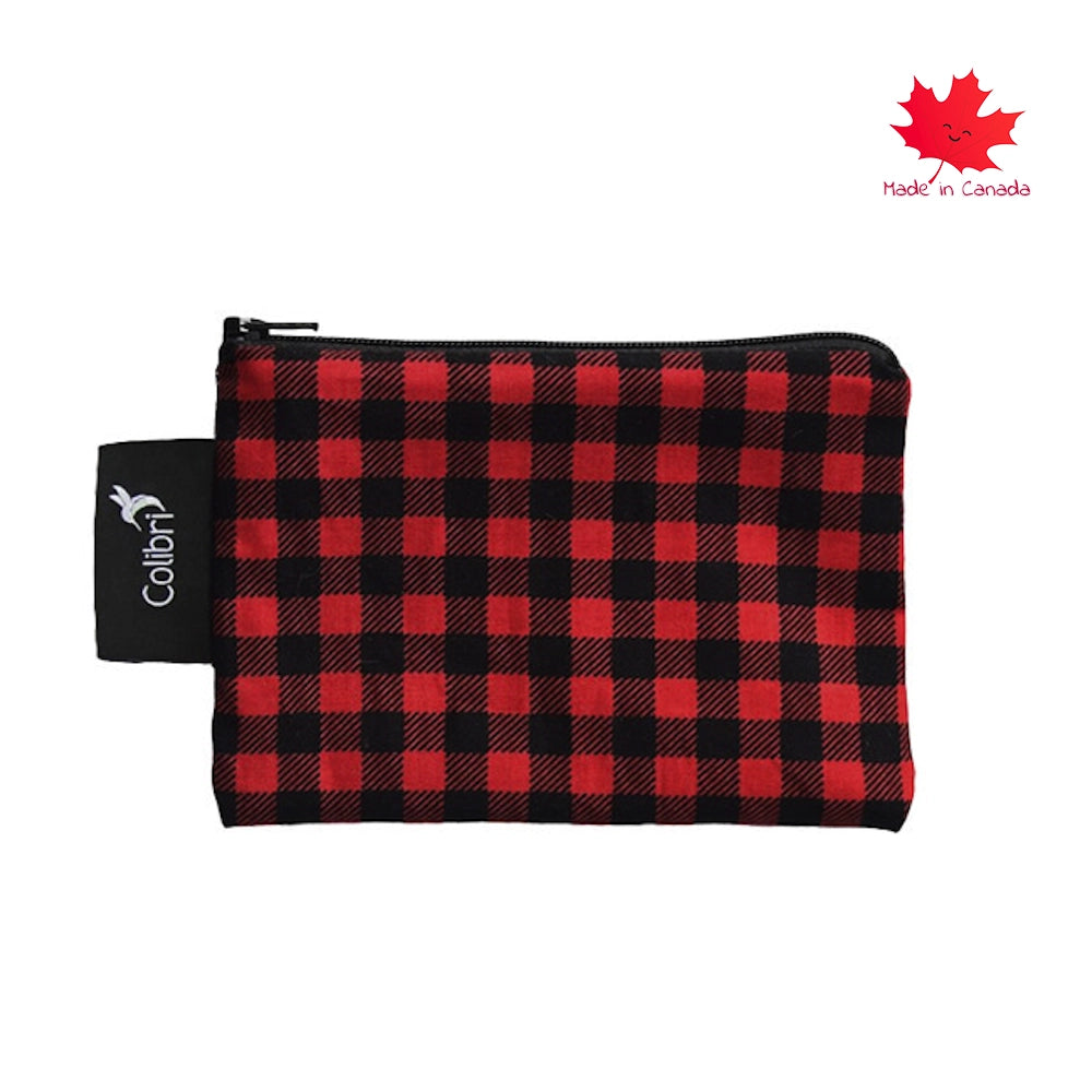 Colibri Small Reusable Snack Bags - Eco-Friendly Food Storage for Kids Lunch, Picnics & Travel - Plaid Pattern Design
