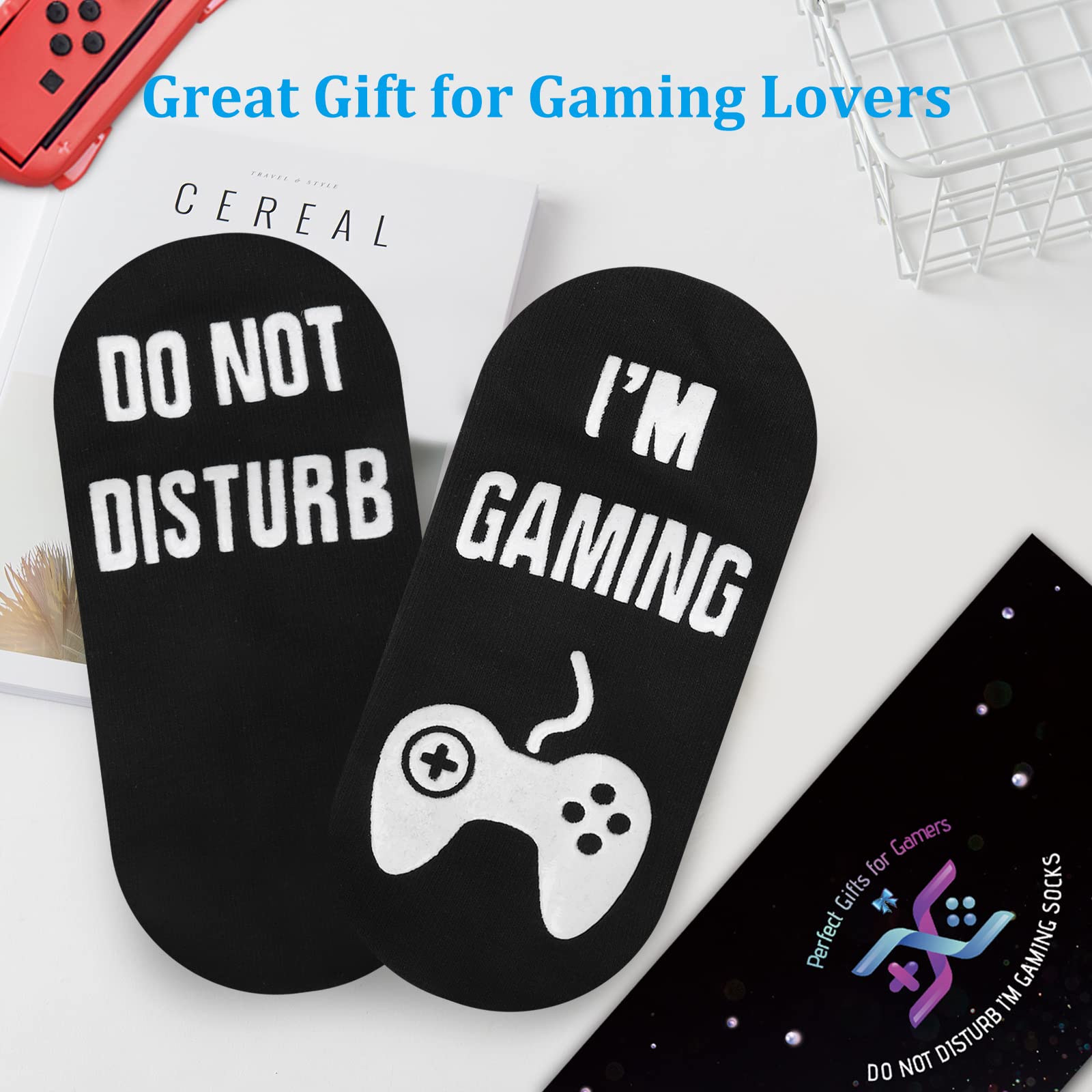 QAPIZM Do Not Disturb I'm Gaming Socks for Men - Funny Gamer Socks Gift for Boyfriend, Dad, Husband - Valentine's Day & Birthday Present - Perfect for Gaming Nights & Relaxing at Home