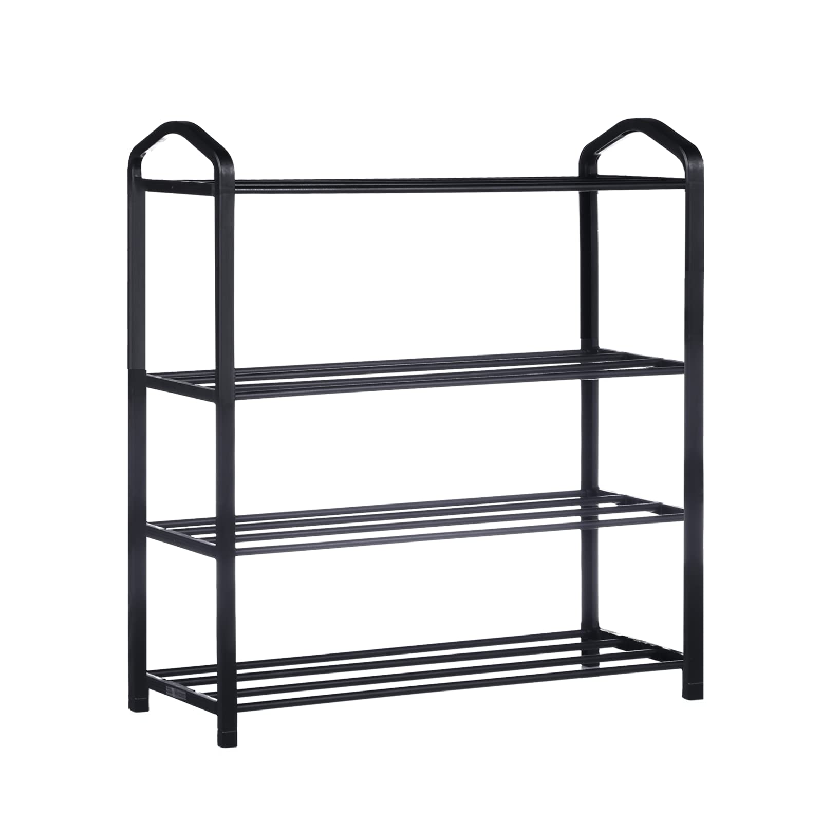 YSSOA 4-Tier Stackable Shoe Rack Organizer - Sturdy 12-Pair Shoe Storage Shelf for Bedroom, Entryway, Hallway & Closet - Space Saving Black Shoe Tower for Sneakers, Boots & Sandals - Perfect for Small Spaces & Apartment Living