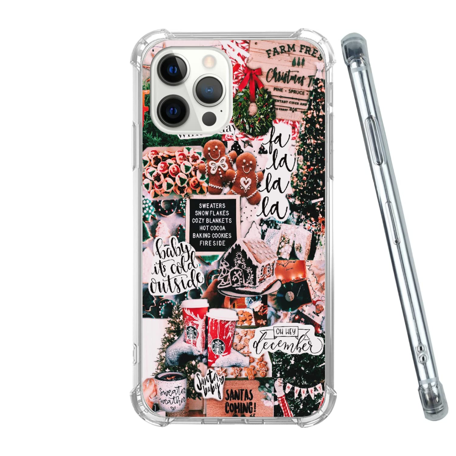 Festive Christmas Wreath & Gingerbread iPhone 13 Pro Case - Soft TPU Bumper Phone Cover with Trendy Holiday Design | Perfect for Winter Celebrations, Gift Giving & Seasonal Photography