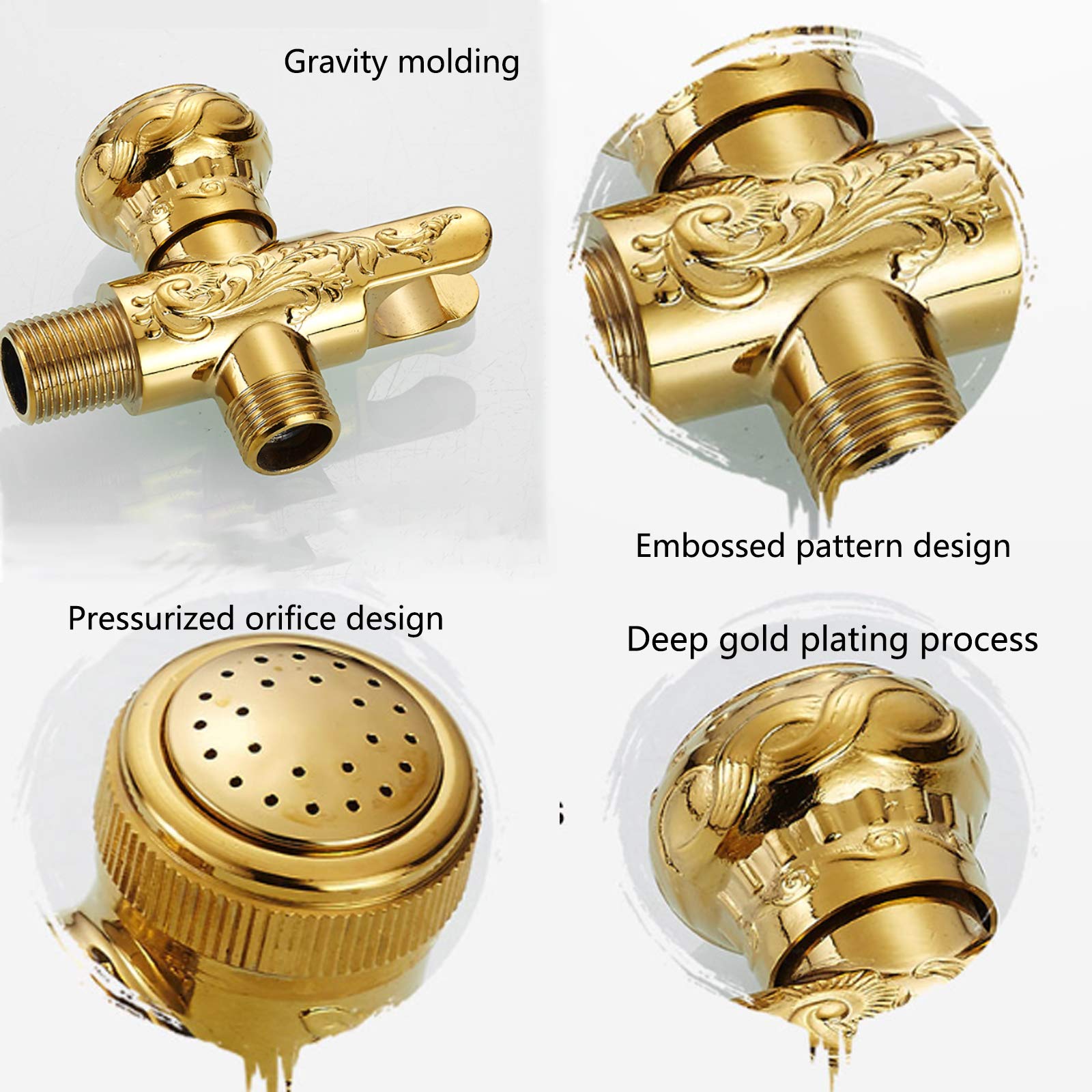 Gold Brass Bidet Sprayer Kit - Wall Mounted Handheld Toilet Bidet Spray with Shower Hose for Bathroom, Cold Water Cloth Diaper Washer & Pet Bath Accessories | Perfect for Hygienic Cleaning, Baby Care & Pet Grooming