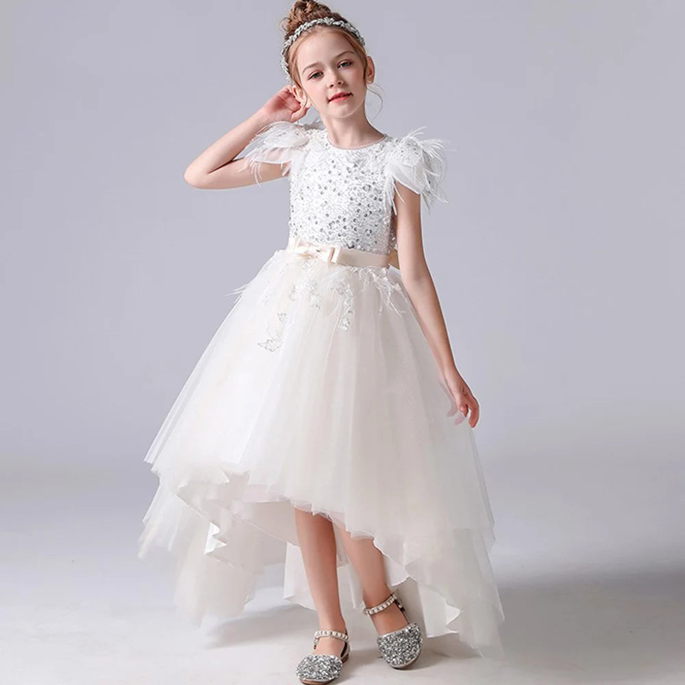 Sparkly Sequined Tulle Flower Girl Dress for Birthday Party, Junior Bridesmaid Wedding Gown - Perfect for Special Occasions, Pageants & Photo Shoots