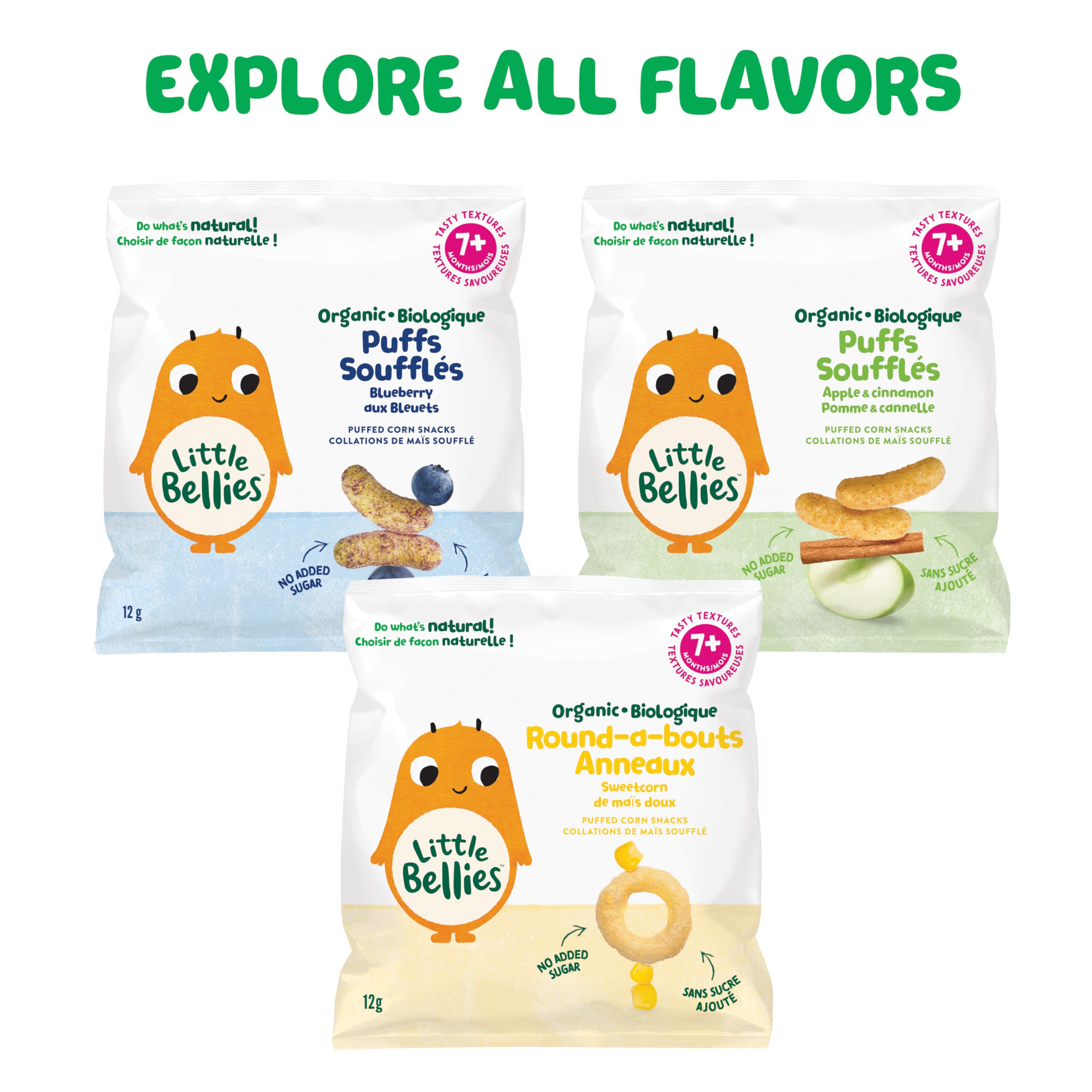 Organic Sweetcorn Round-a-Bouts Puffed Corn Snacks for Babies 7+ Months - Healthy & Delicious Baby Finger Food - 12g x 9 Bags - Perfect for On-the-Go Snacking & Teething Relief