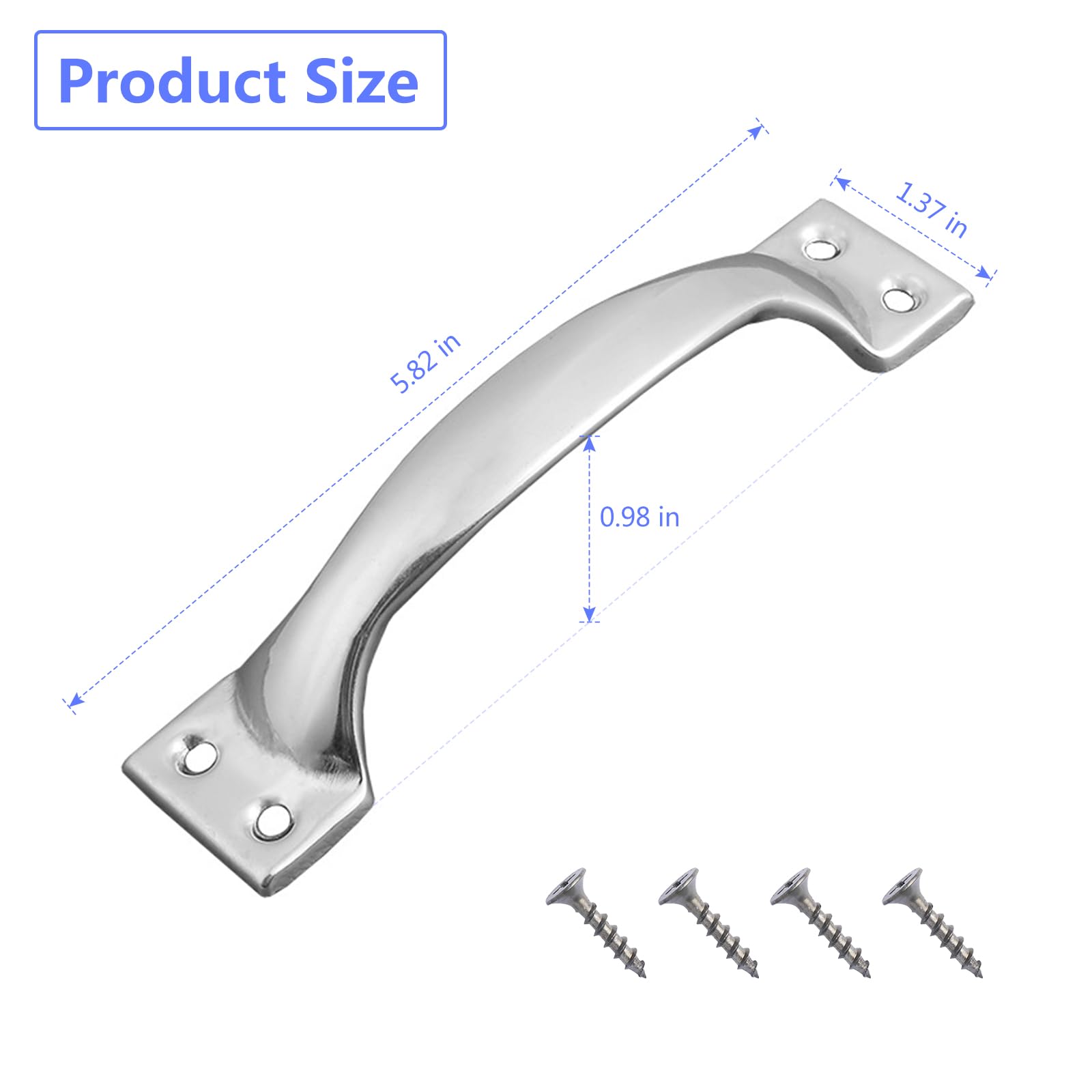 10 Pack Galvanized Metal Bow Door Handles - Heavy Duty Cabinet & Drawer Pulls for Kitchen, Garage, Gates - Indoor & Outdoor Use (Large Size) - Perfect for Home, Office & Commercial Spaces