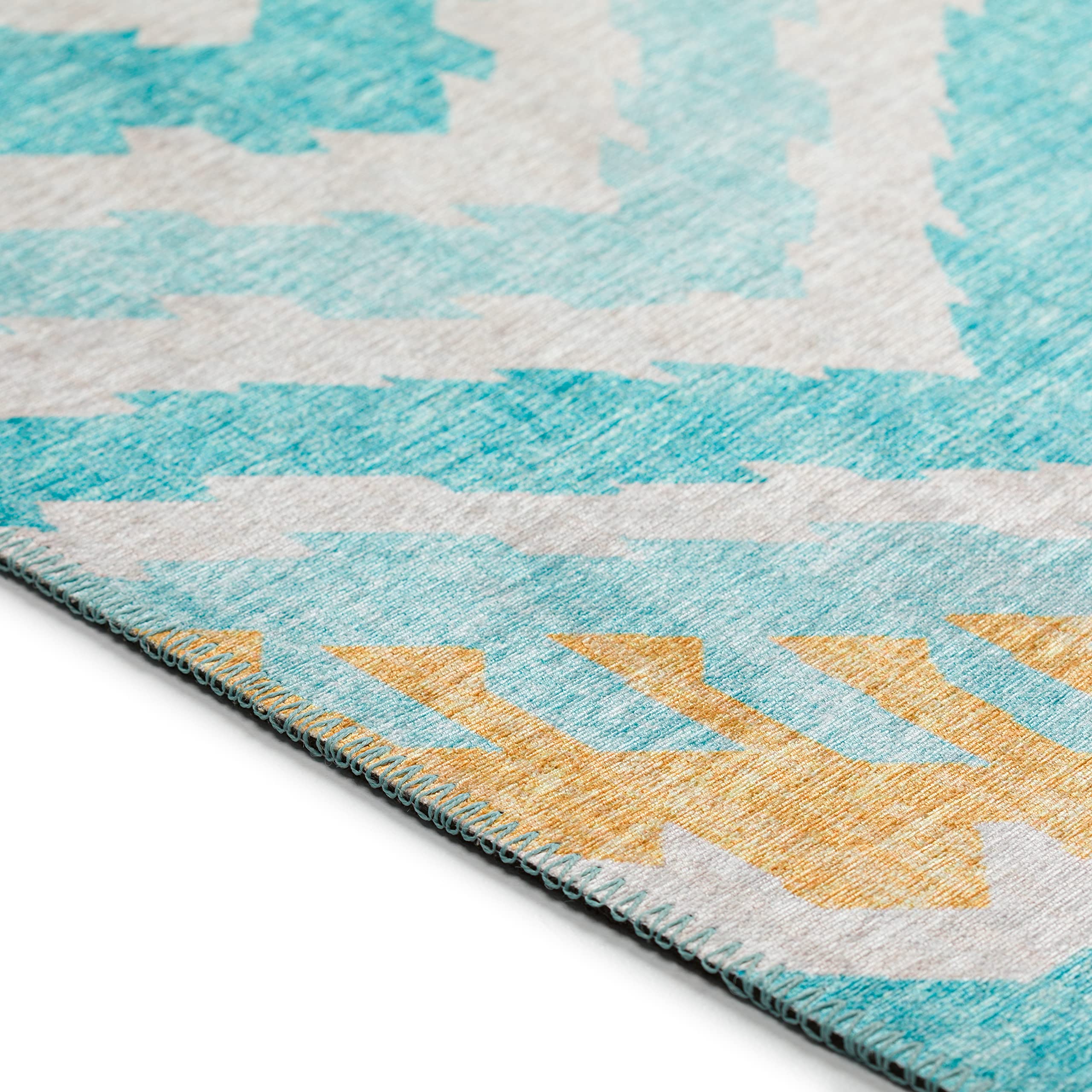 Addison Rugs Yuma AYU32 Aqua 9' x 12' Area Rug - Soft Modern Boho Chic Living Room Carpet for Bedroom, Dining Room & Home Decor