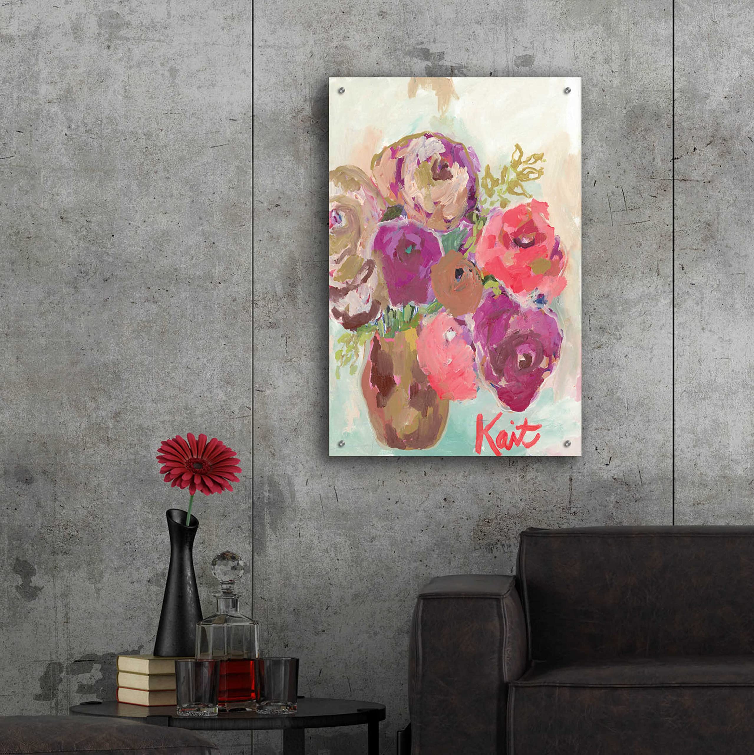 Heart Healing Flowers Acrylic Glass Wall Art by Kait Roberts - 24x36 Inches Modern Abstract Painting for Living Room, Bedroom & Office Decor