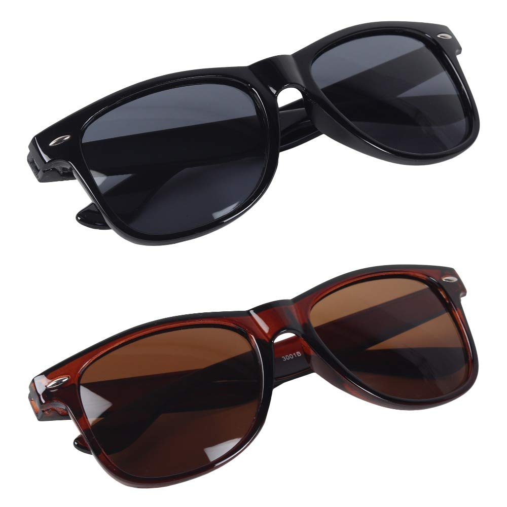2 Pack Black & Brown Rectangle Sunglasses for Men - UV Protection, Polarized, Stylish & Comfortable for Driving, Outdoor Activities & Fashion