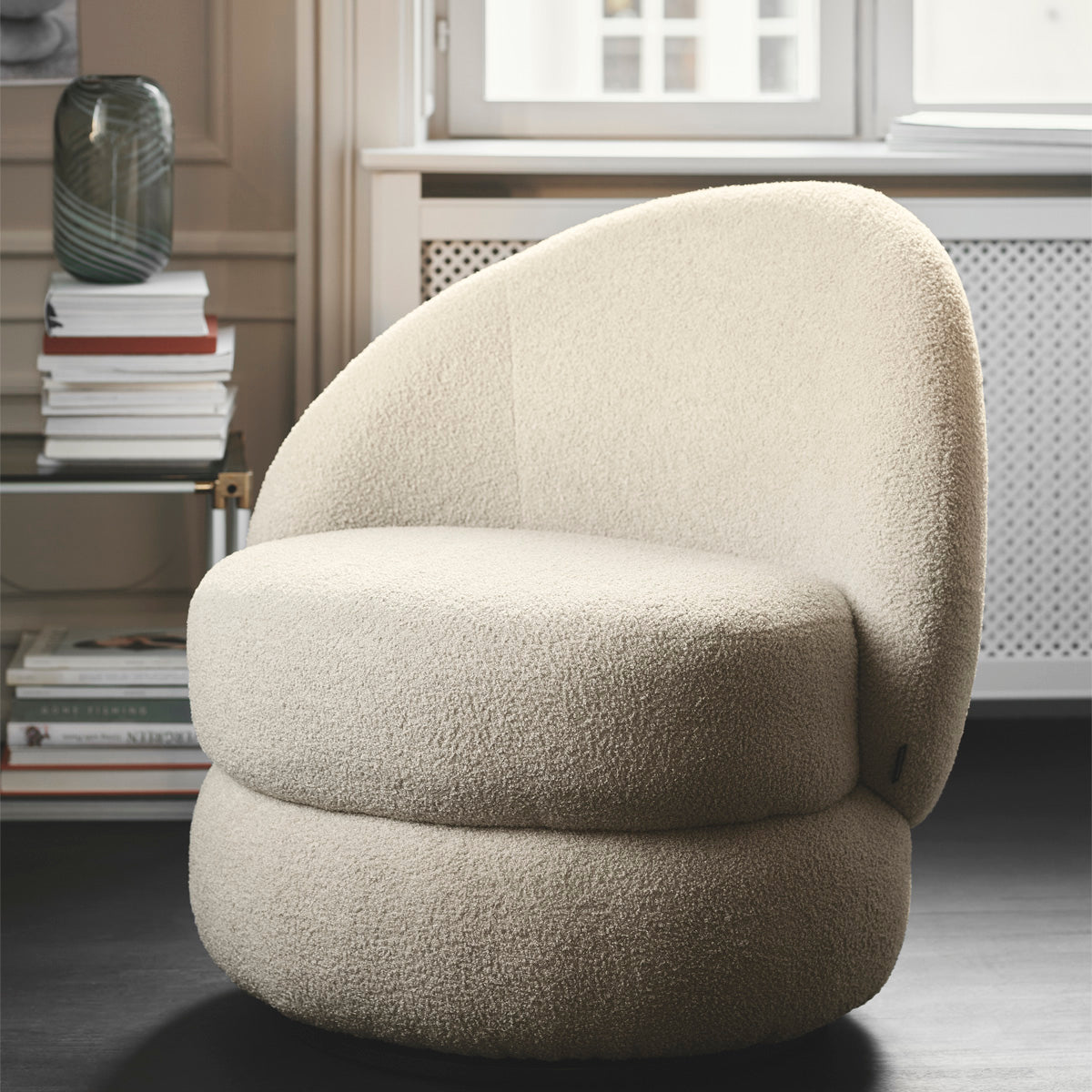 Alma Boucle Swivel Armchair - Modern Velvet Upholstered Accent Chair with 360° Rotation for Living Room, Bedroom & Office Decor