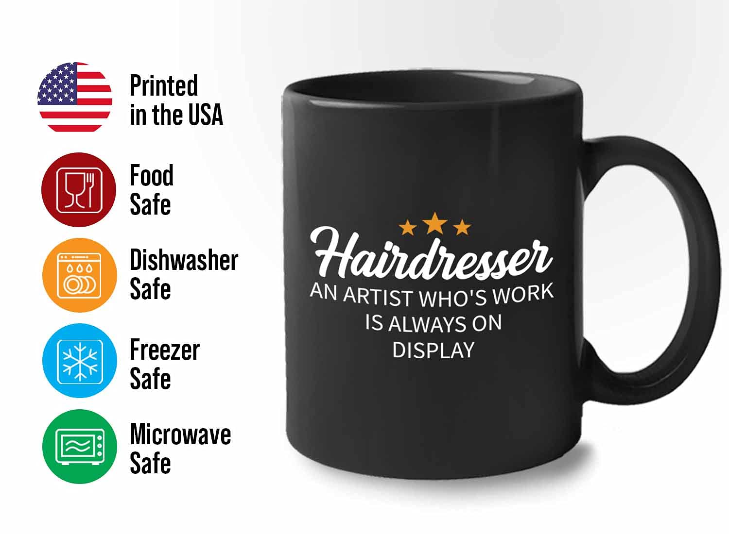 Bubble Hugs Barber Coffee Mug 11 oz Black - Perfect Gift for Hairdressers, Stylists & Beauty Professionals - Great for Coffee Breaks at Hair Salons & Barber Shops