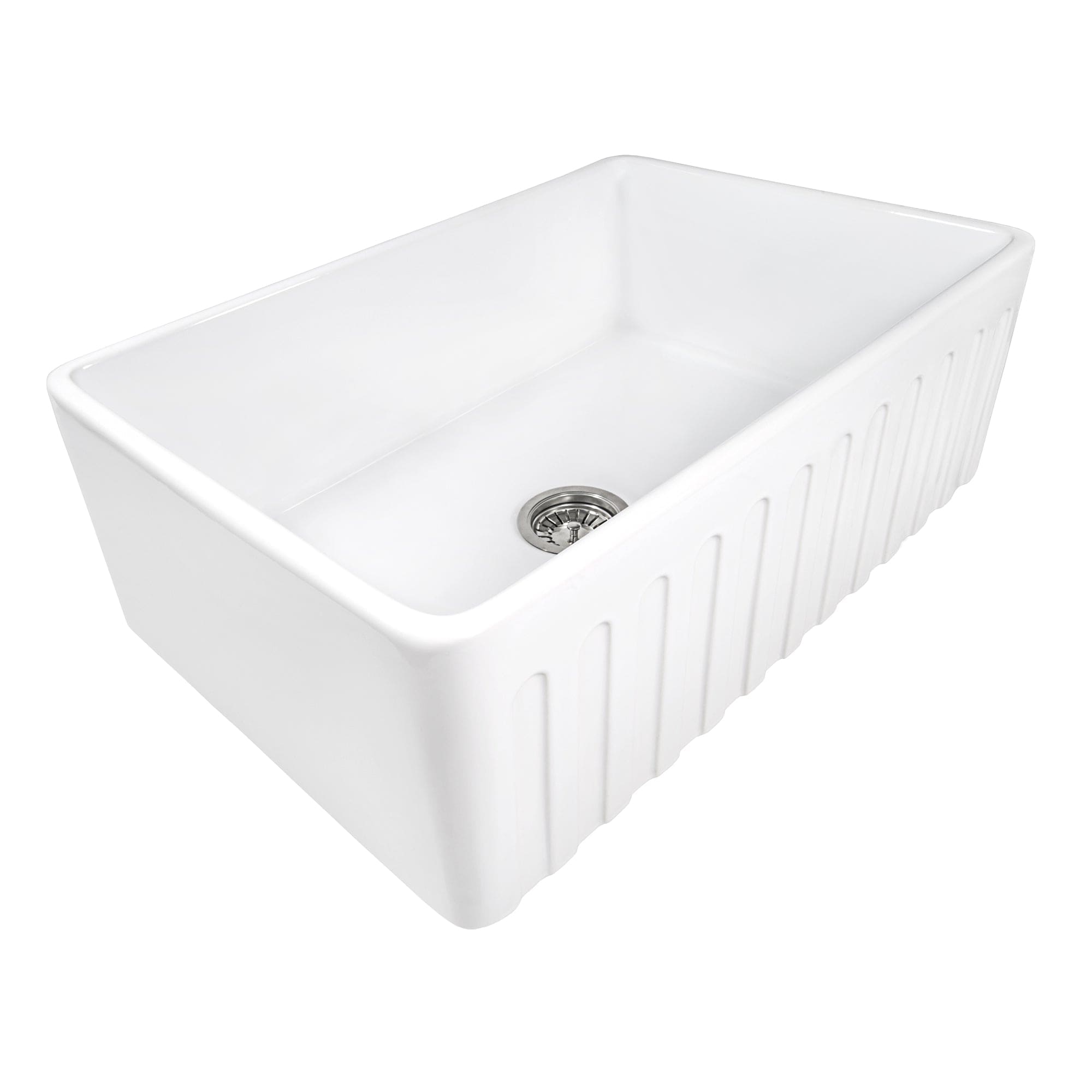 Ruvati Fiamma 33-Inch Fireclay Farmhouse Kitchen Sink RVL2300WH - White Undermount Single Bowl for Modern & Rustic Kitchens