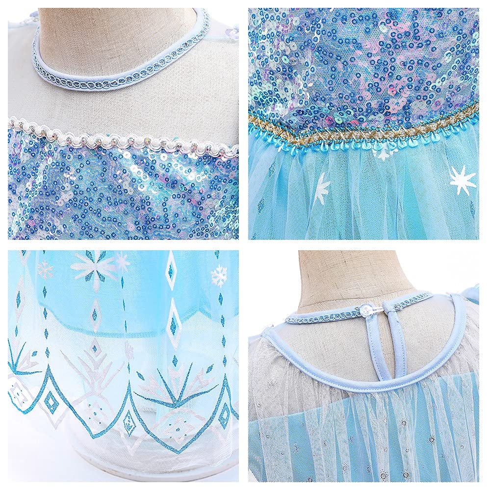 Frozen Elsa Costume for Girls - Sparkling Sequins Princess Dress for Halloween, Christmas, Birthday Party & Fancy Dress Ball | Disney Inspired Gown for Kids Dress Up & Role Play