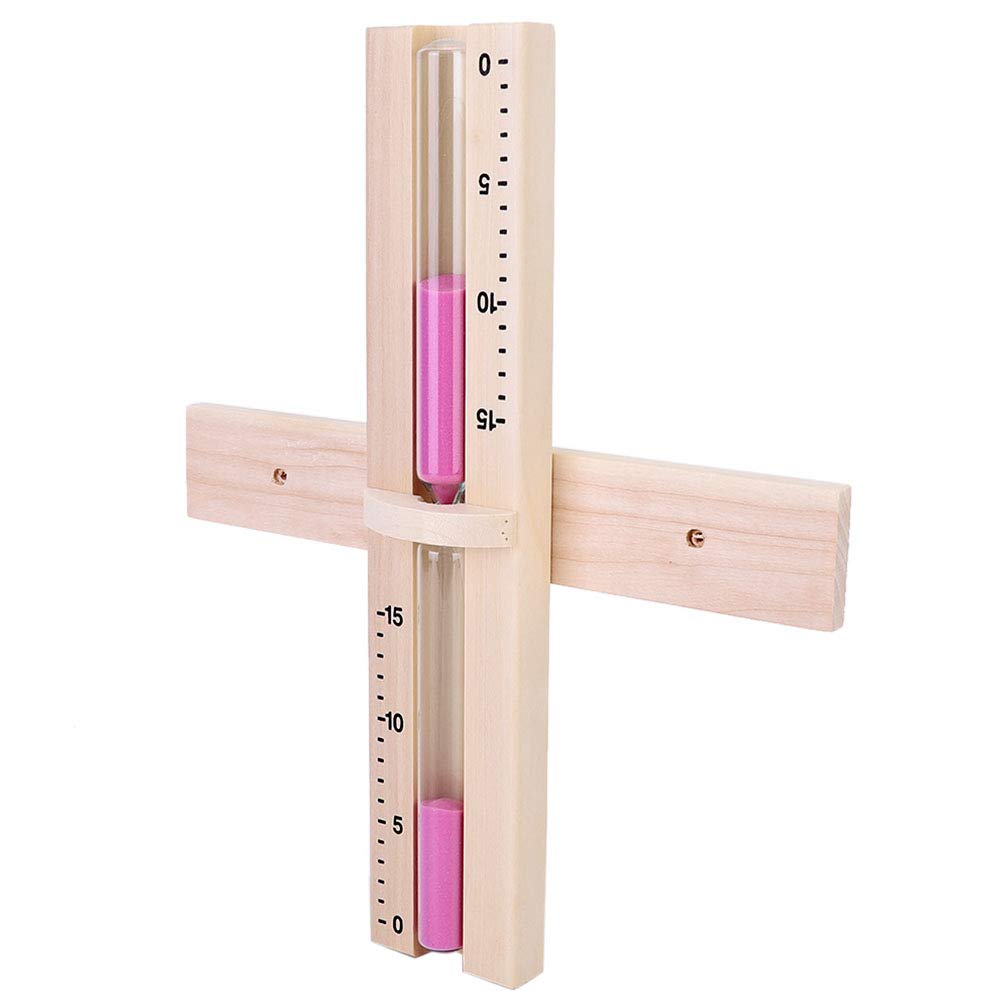 15 Minute Wooden Sauna Sand Timer - Heat Resistant Rotating Hourglass for Steam Room & Spa - Wall Mounted Glass Sand Clock with Natural Sands - Perfect for Sauna Timing, Yoga Studio, Meditation Room & Home Decor