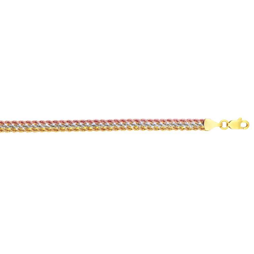 10K Gold Triple Row Rope Chain Bracelet for Women - Dainty Layered Stackable Jewelry Gift for Birthday, Anniversary & Everyday Wear