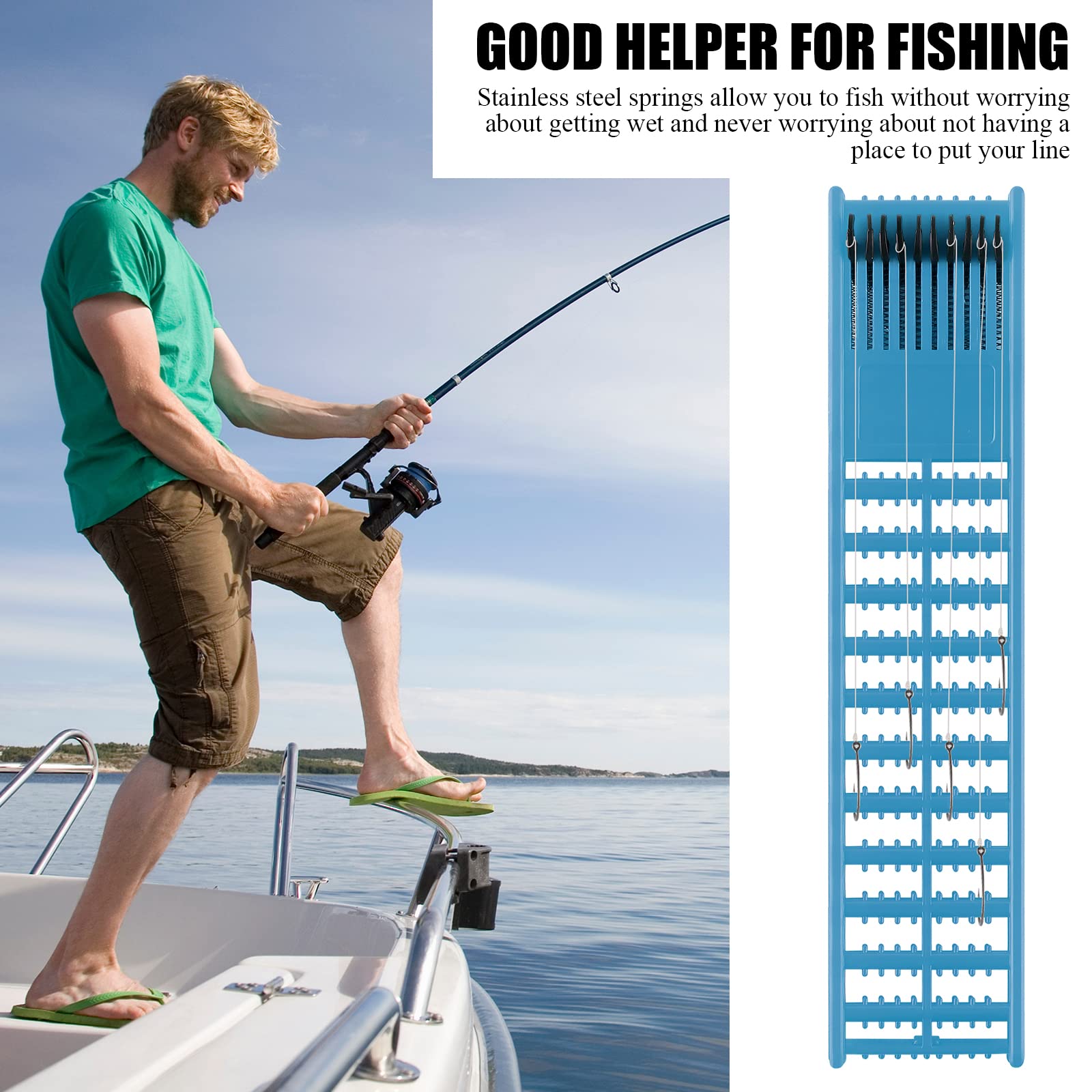 Mouhike Fishing Snelled Hook Holder - 4pcs/6pcs Fishing Leader Line Organizer with Winding Board - Hook Keeper & Rig Storage Tray for Anglers - Perfect for Boat, Shore & Ice Fishing Trips