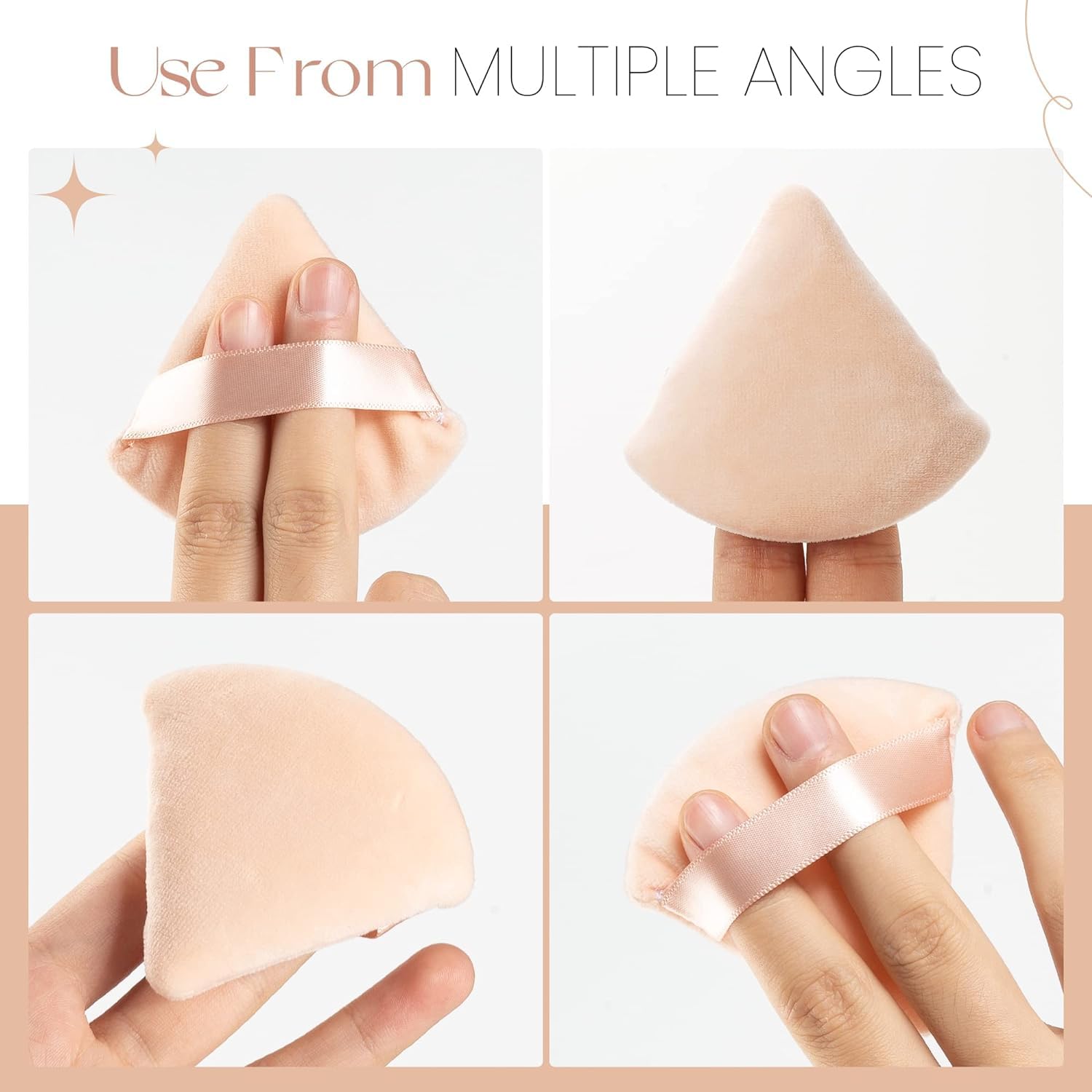 Houvida 2Pcs Triangle Powder Puffs - Soft Makeup Sponge for Face & Body Loose Powder Application - Beauty Blender for Flawless Finish (White & Pink) - Perfect for Travel, Professional Makeup & Everyday Use