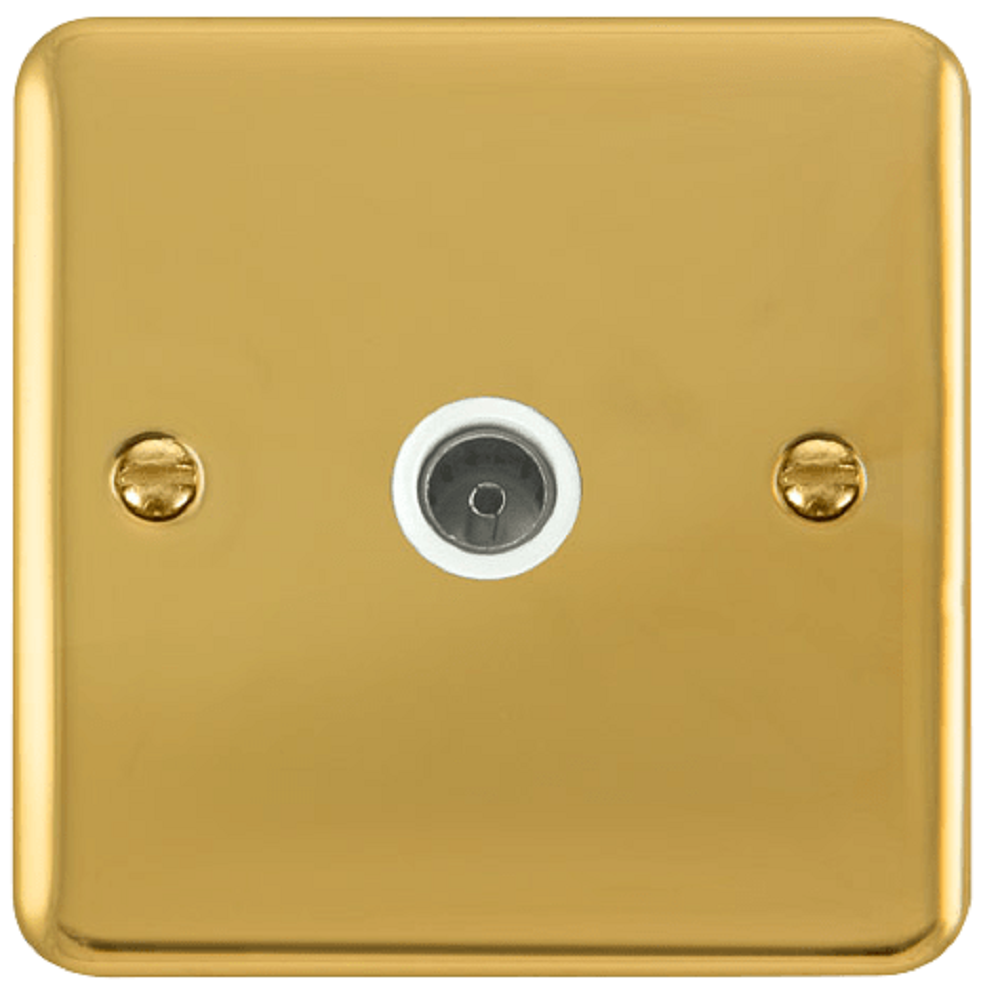 Click Deco Plus Polished Brass TV Socket DPBR065WH - High-Quality Wall Plate for Cable Management | Perfect for Home Theater Setup & Living Room Organization