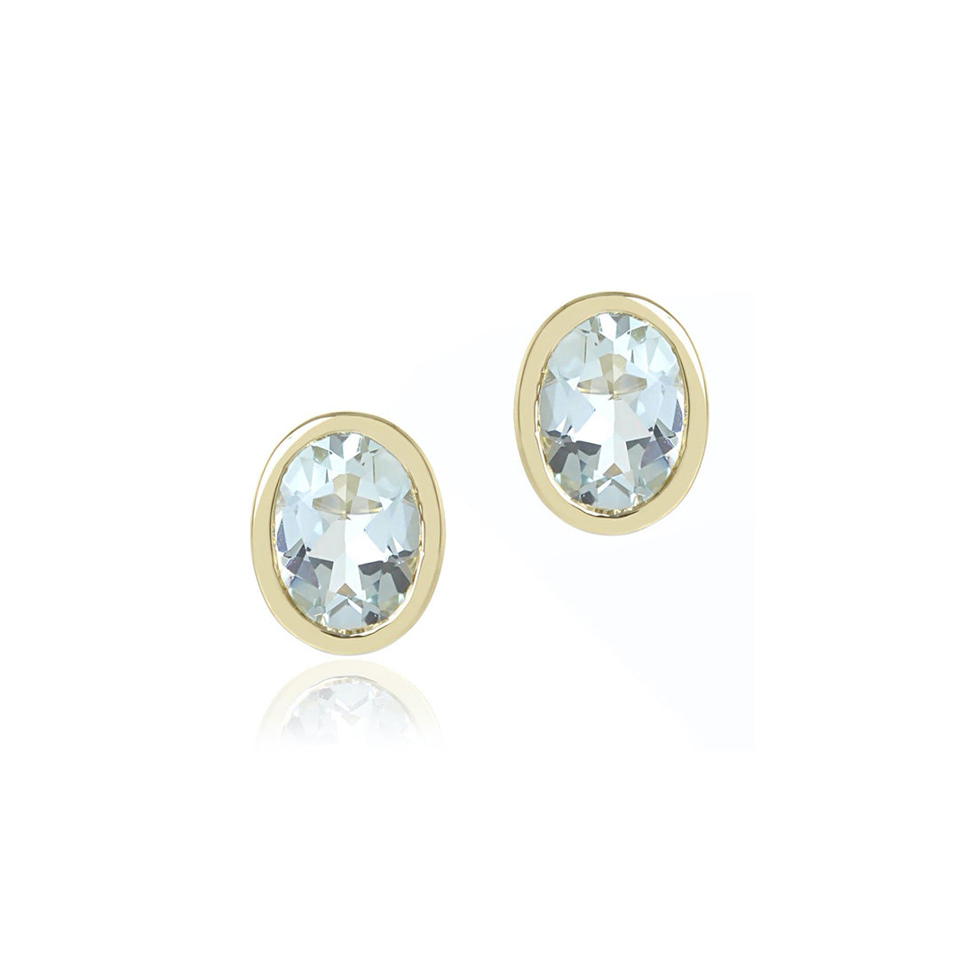 Joan Stud Earrings in Aquamarine - Genuine Gemstone Jewelry for Women - Perfect for Everyday Wear & Special Occasions
