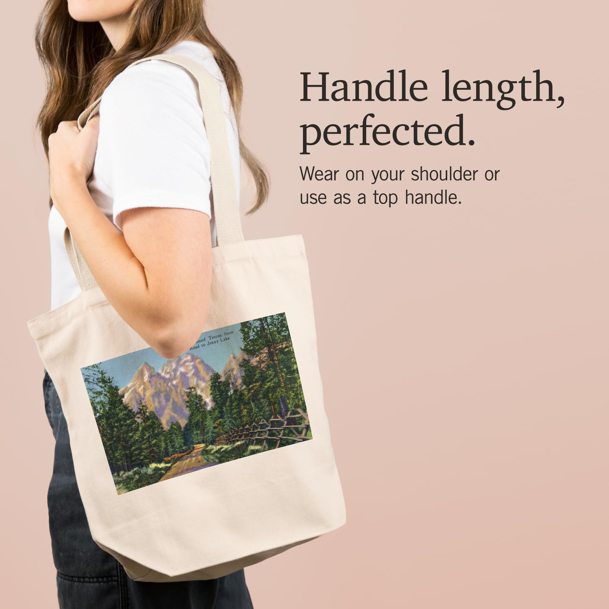 Grand Teton National Park Wyoming Tote Bag - 100% Cotton Canvas Reusable Shopping Bag with Jenny Lake & Mountain View - Perfect for Groceries, Beach Trips & National Park Adventures