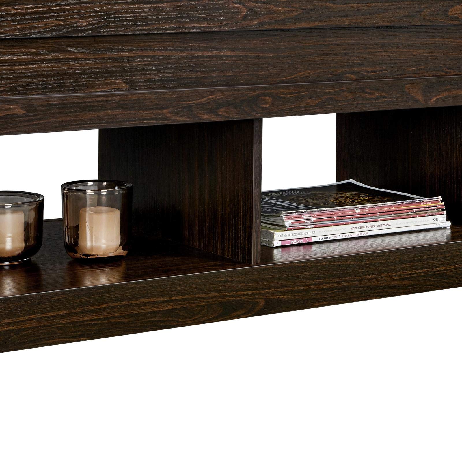 Topeakmart Lift Top Coffee Table with Hidden Storage & 2 Open Shelves - Adjustable Tabletop Living Room Center Table in Espresso Brown | Perfect for Small Spaces, TV Snacks & Remote Storage