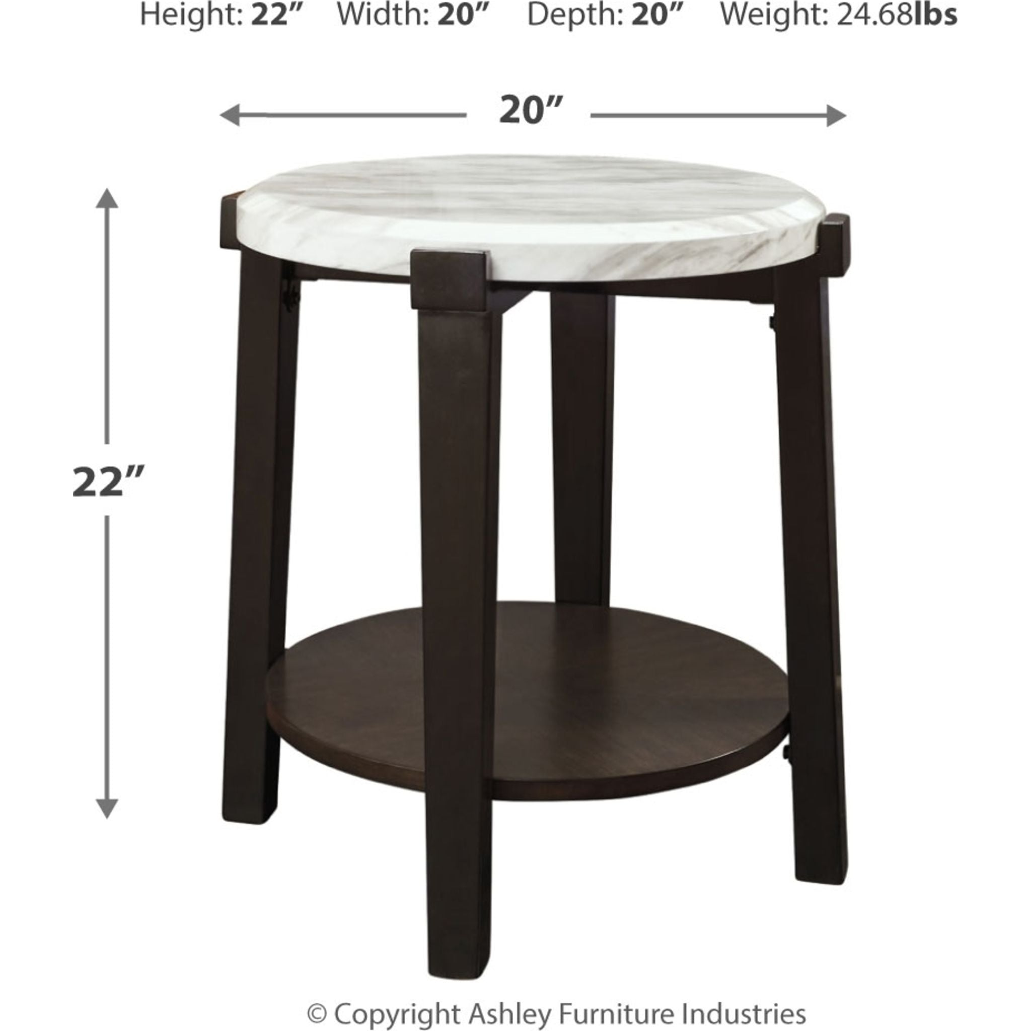 Ashfair End Table - Dark Brown & White Nightstand for Living Room, Bedroom - Small Side Table with Storage Shelf for Home Decor