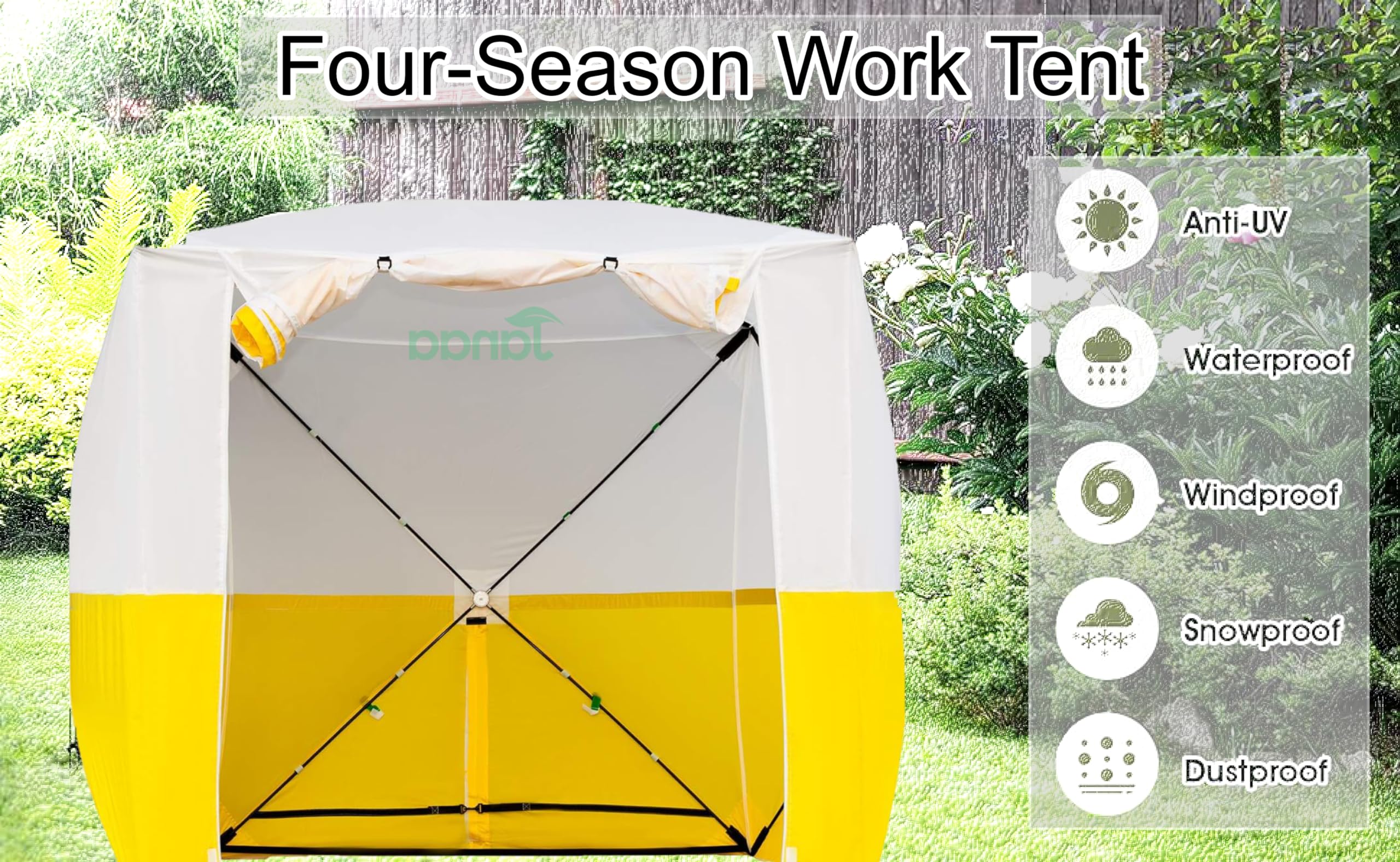 JAX3 Professional Pop Up Work Tent - 6.2x6.2x7.05 Ft UV50+ Waterproof Instant Setup Tool-Free - Heavy Duty Commercial Shelter for Outdoor Work, Fiber Optic Splicing, Construction & Camping